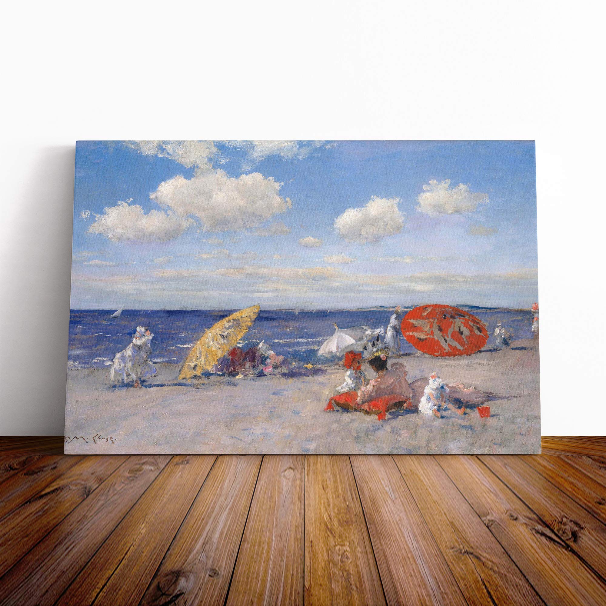 William Merritt Chase at The Seaside Canvas Print | Gallery Wrapped 30mm Frame Wall Art | 30x20 inches | Ready to Hang | Modern Seascape Picture | Living Room Bedroom Lounge Office