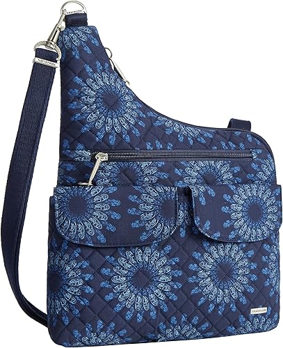 Miniatura 2 de Travelon Bolso cruzado antirrobo, dos bolsillos, Girasol Geo, Bolso cruzado clásico antirrobo