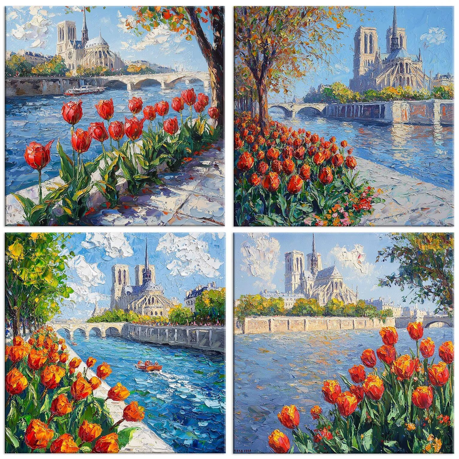 QIANLUOO Paisaje de tulipanes Pintar Diamantes Kit Adultos 60x60cm f-934