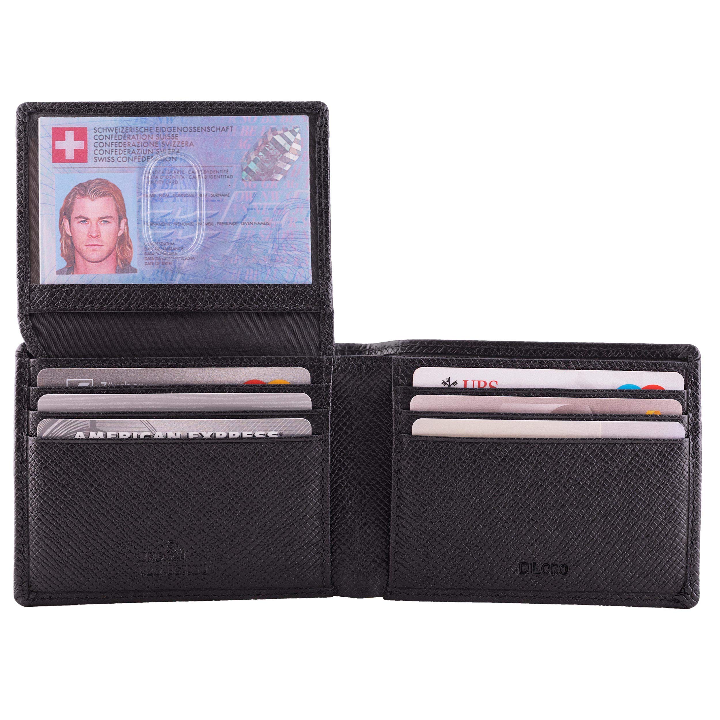 2 ID Window RFID Blocking Wallets for Men Bifold Top Flip Slim Travel Wallet