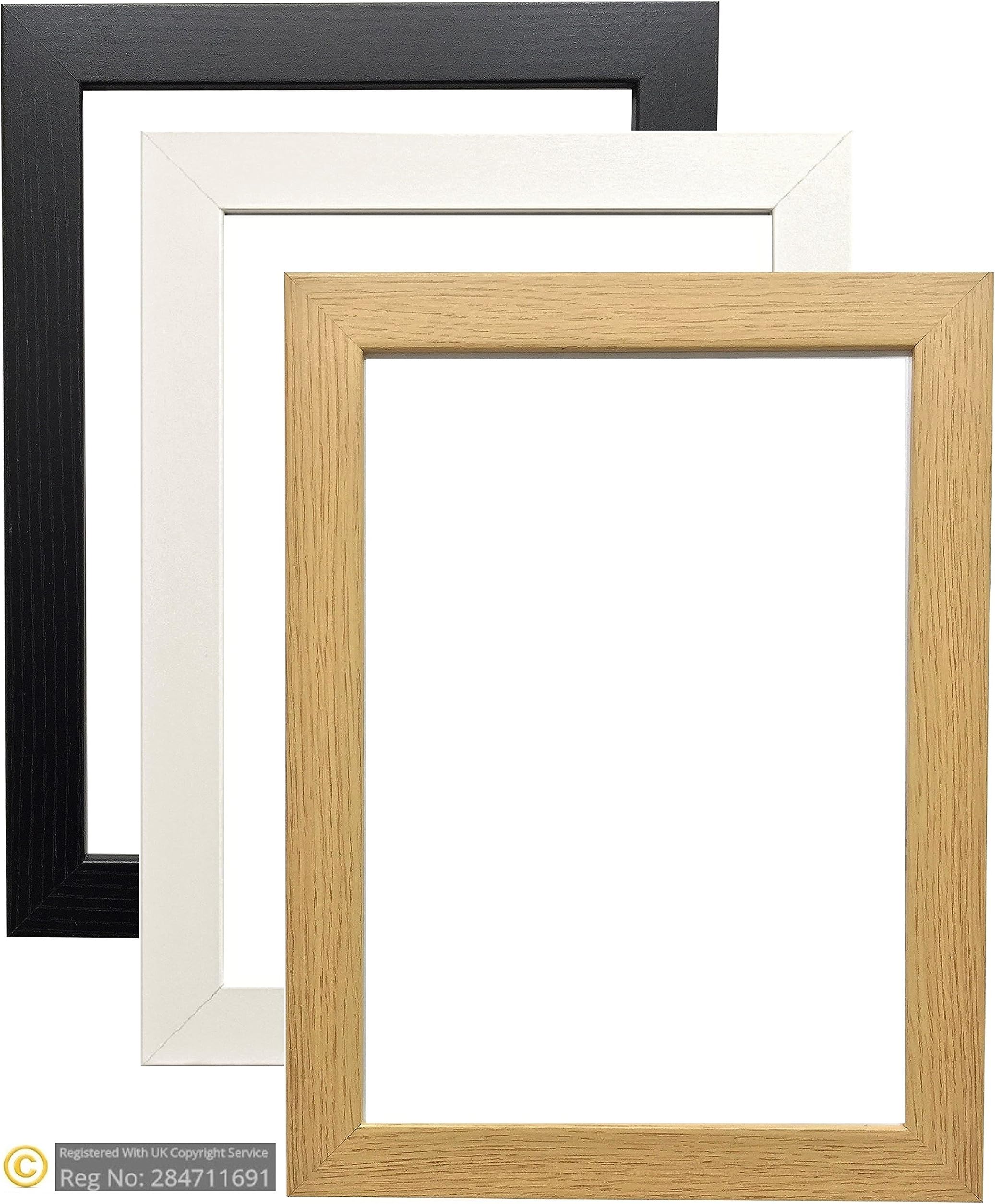 MODERN STYLE BLACK OAK WHITE PICTURE FRAMES PHOTO FRAMES POSTER SIZE FRAMES WOODEN EFFECT READY TO HANG OR TO STAND (12 x 10 INCHES, Oak)