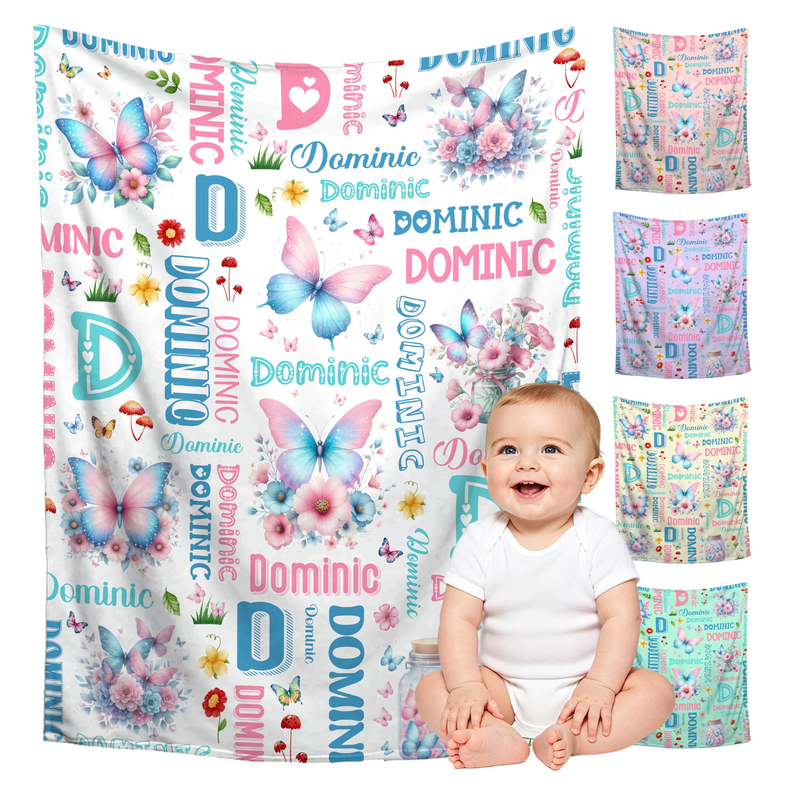Custom Butterfly Blanket for Boys Girls,Ultra Soft Personalized Gifts Baby Blanket,Customized Throw for Toddlers Newborn Stroller Crib,30"x40"