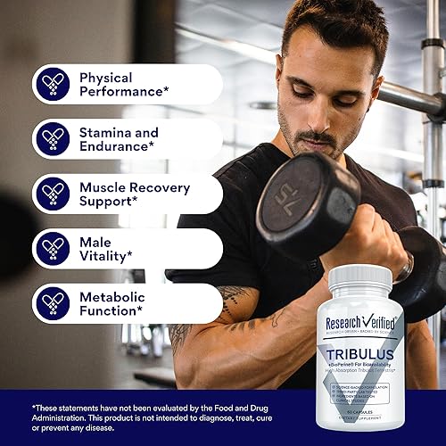Miniatura 4 de Research Verified Tribulus Terrestris - 1500mg- 95% Furostanol Saponinas, 5% Bioperine - 60 Cápsulas - 1 Botella