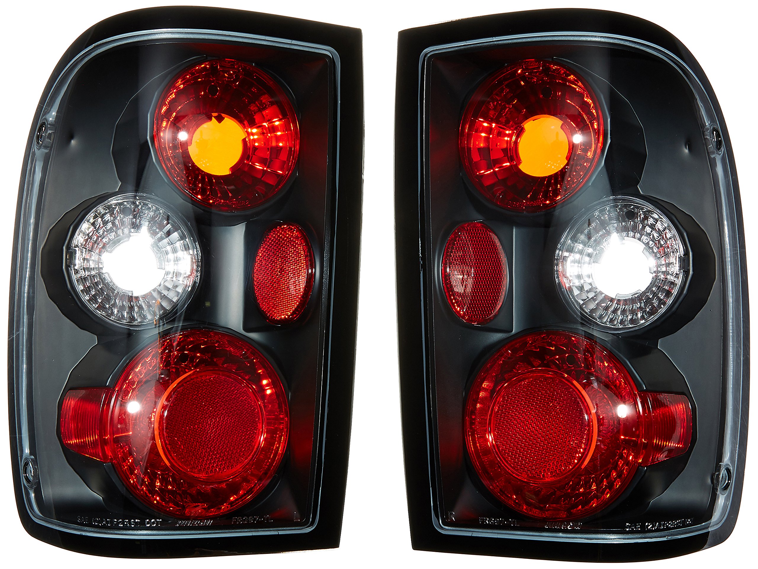 Spec-D Tuning Black Tail Lights Compatible with 1993-1997 Ford Ranger, Left + Right Pair Assembly