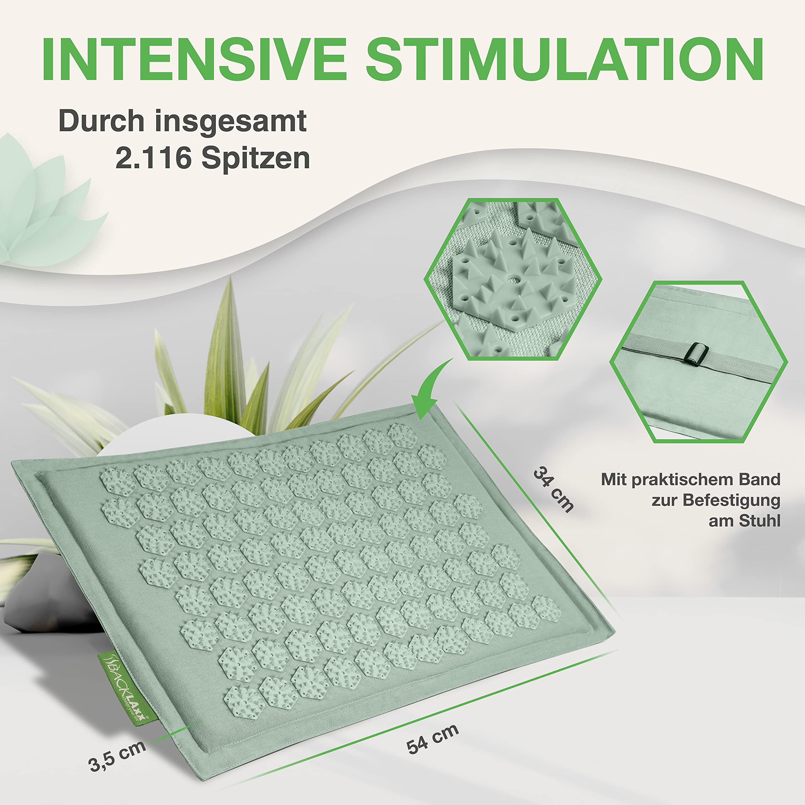 BACKLAXX® Akupressurmatte für Füße mit 2116 Nadeln, Akupressur Fußmatte