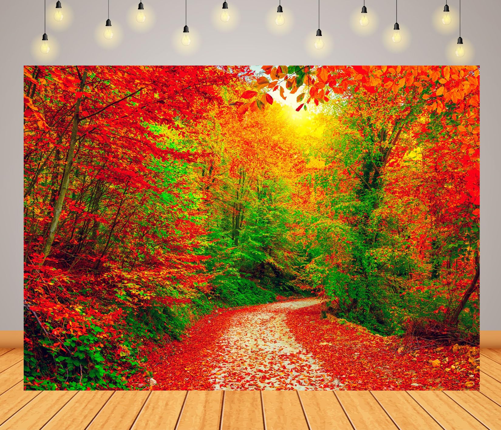 10x8FT Sendero Soleado Bosque Otoñal Fondo Fotográfico