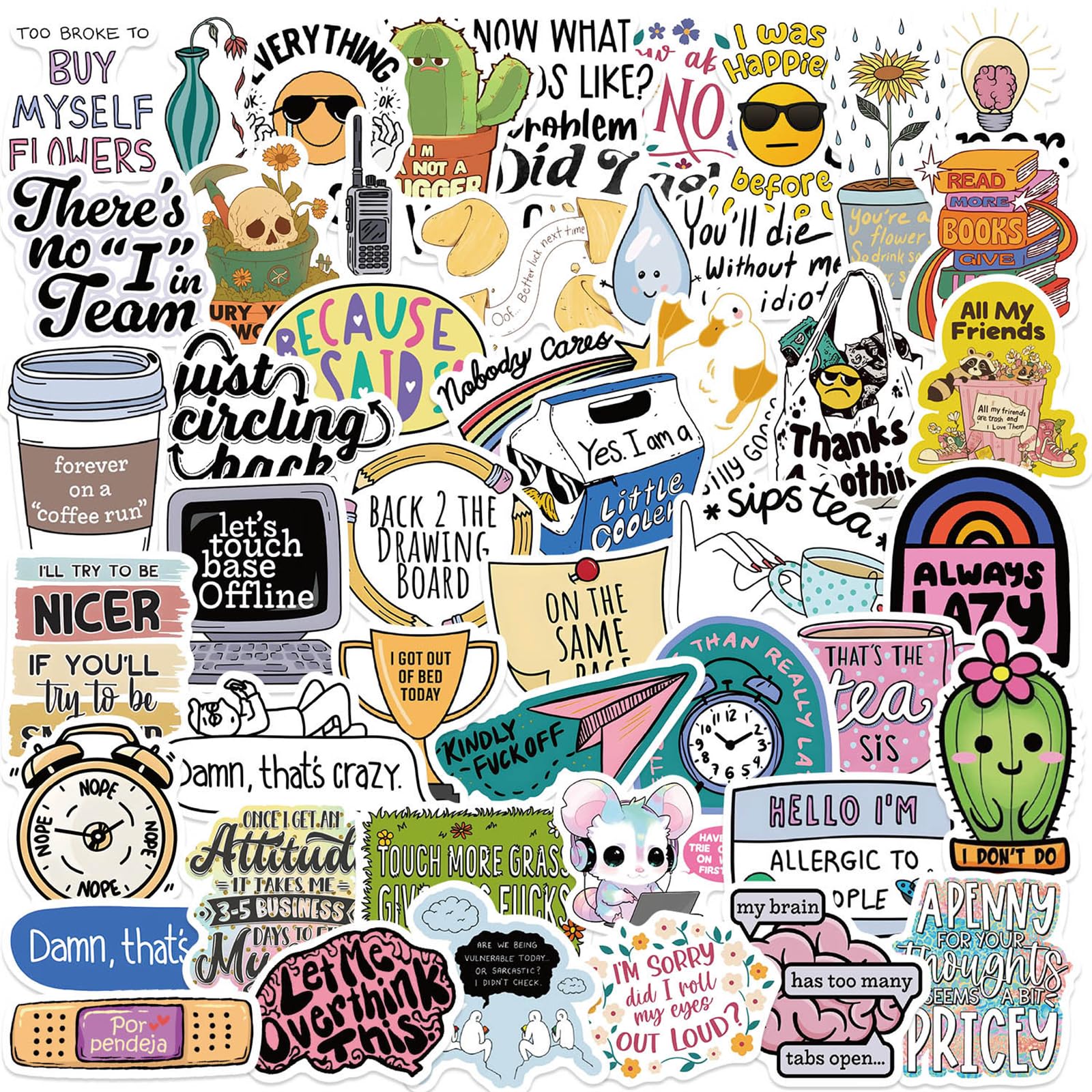Stickers For Problem Statement Positive Quote Stickers 50 Pcs Ironic Statement Stickers - Satirical ...