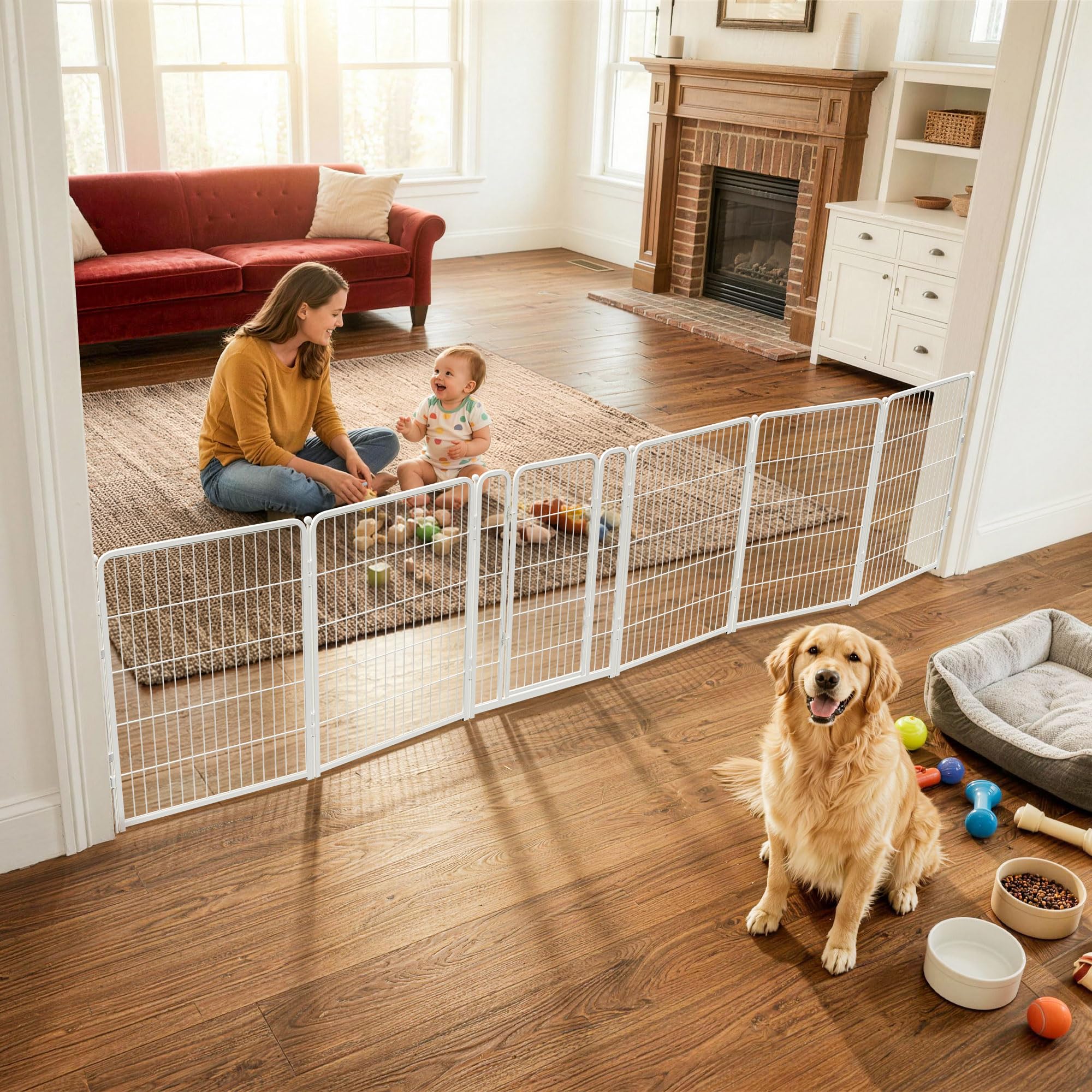 FXW Dog Gate, Extra Wide Adjustable for Openings Up to 165", 40" H