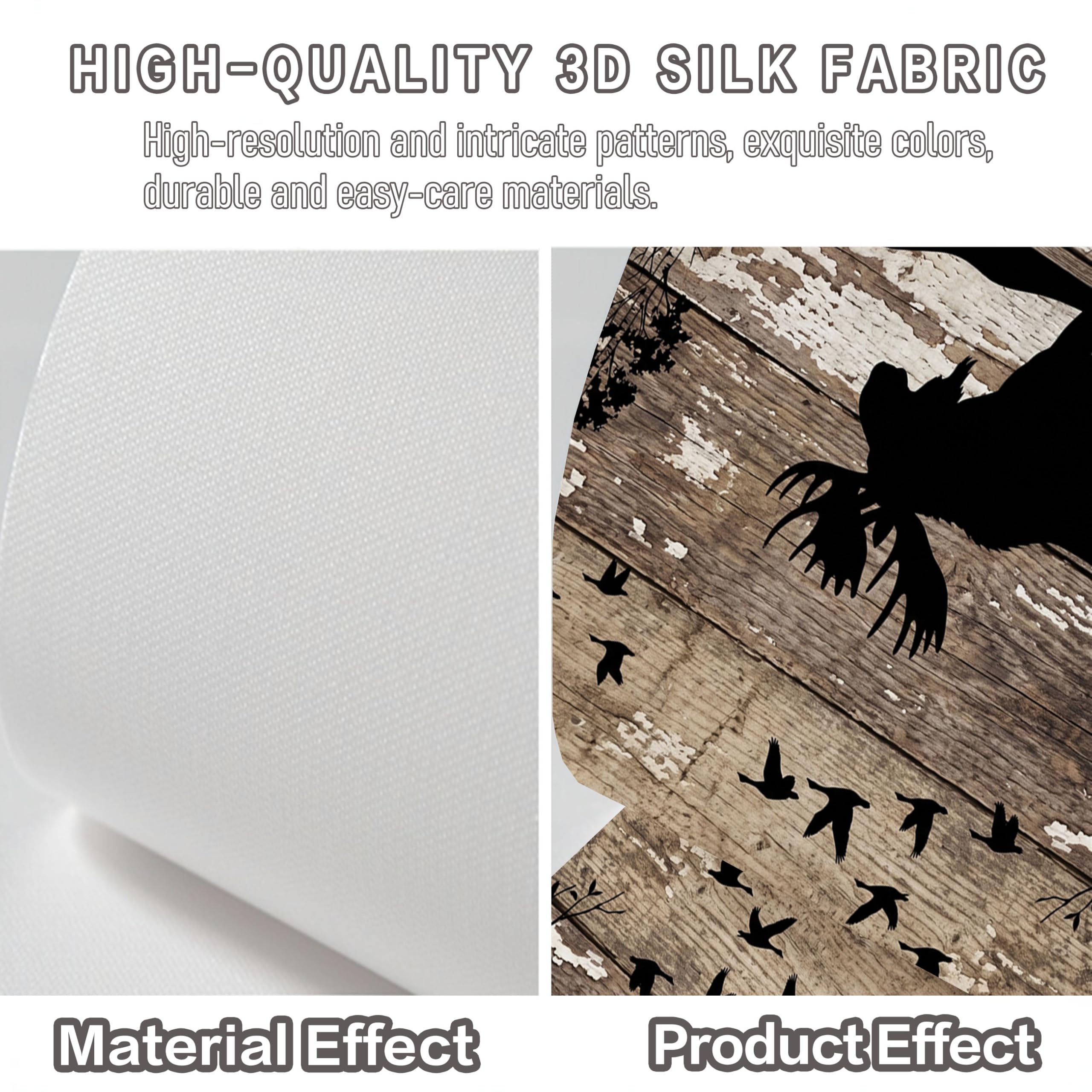 Carta Da Parati Effetto 3D country retrò 400x280cm Fotomurali seta, Silhouette della foresta alci Decorazione Poster Arte Murale Moderna per Casa Ufficio