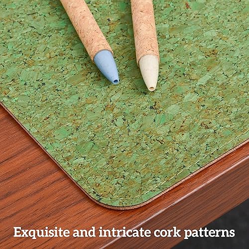 Miniatura 3 de Hamurubi Almohadilla de escritorio de corcho natural y piel sintética, (verde, 35.4 x 17.7), alfombrilla de mouse grande extendida, protector de