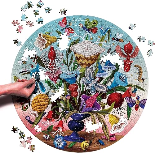 Miniatura 4 de eeBoo Piece and Love Crazy Bug Bouquet - Rompecabezas redondo de 500 piezas, rompecabezas para adultos y familias, incluye piezas brillantes y