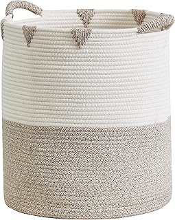 DECOMOMO Large Blanket Basket Woven Storage Basket Toy Bin Cotton Rope Basket Baby Laundry Basket for Nursery Organizers and Storage Clothes Gift Home Décor (Beige, Large - 14" x 12.5")