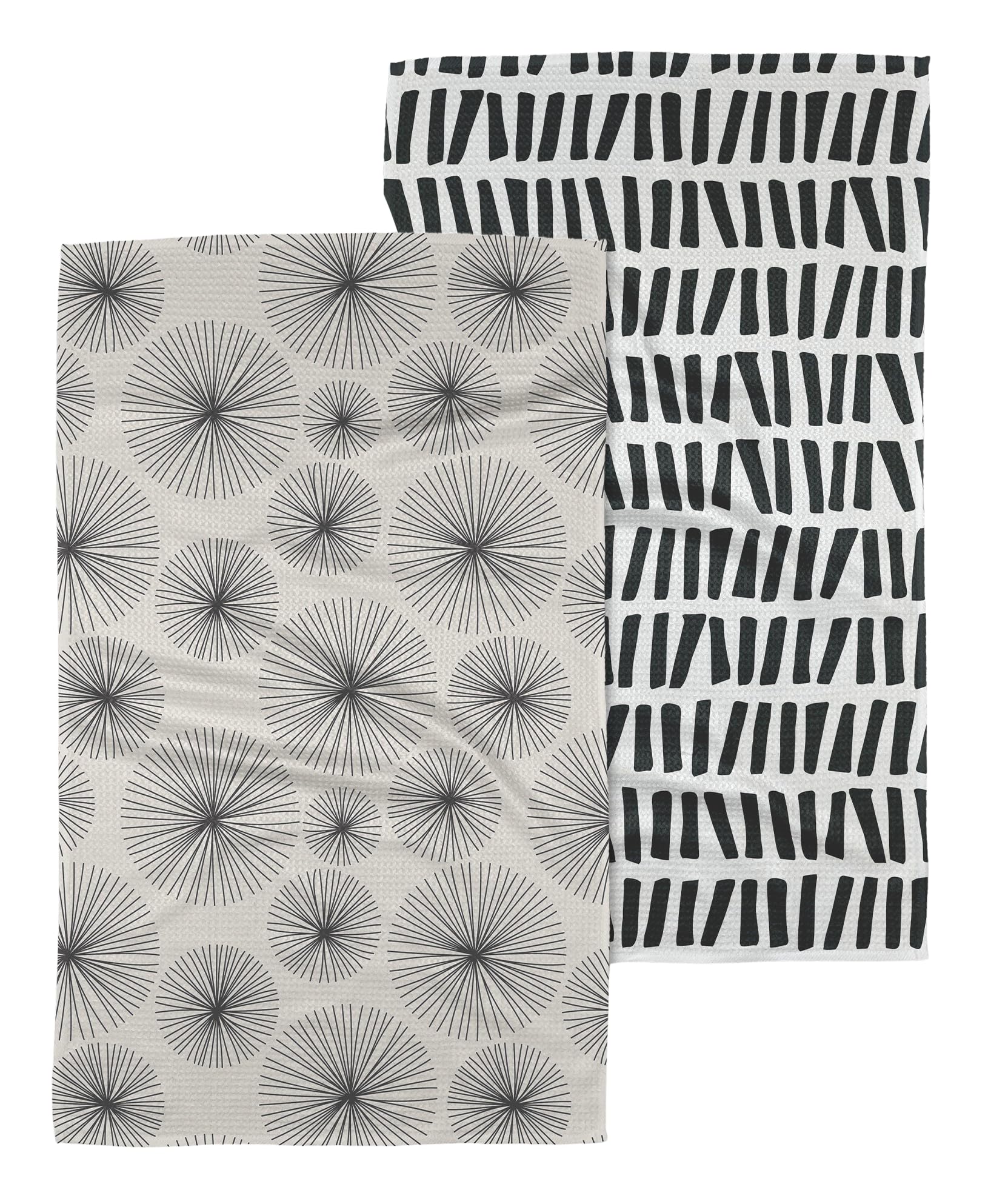 GEOMETRY Kitchen Tea Towels - Quick Dry Microfiber Dish Towels for Kitchen - Linework 18" x 30" (2 Pack)OEKO-TEX STANDARD 100