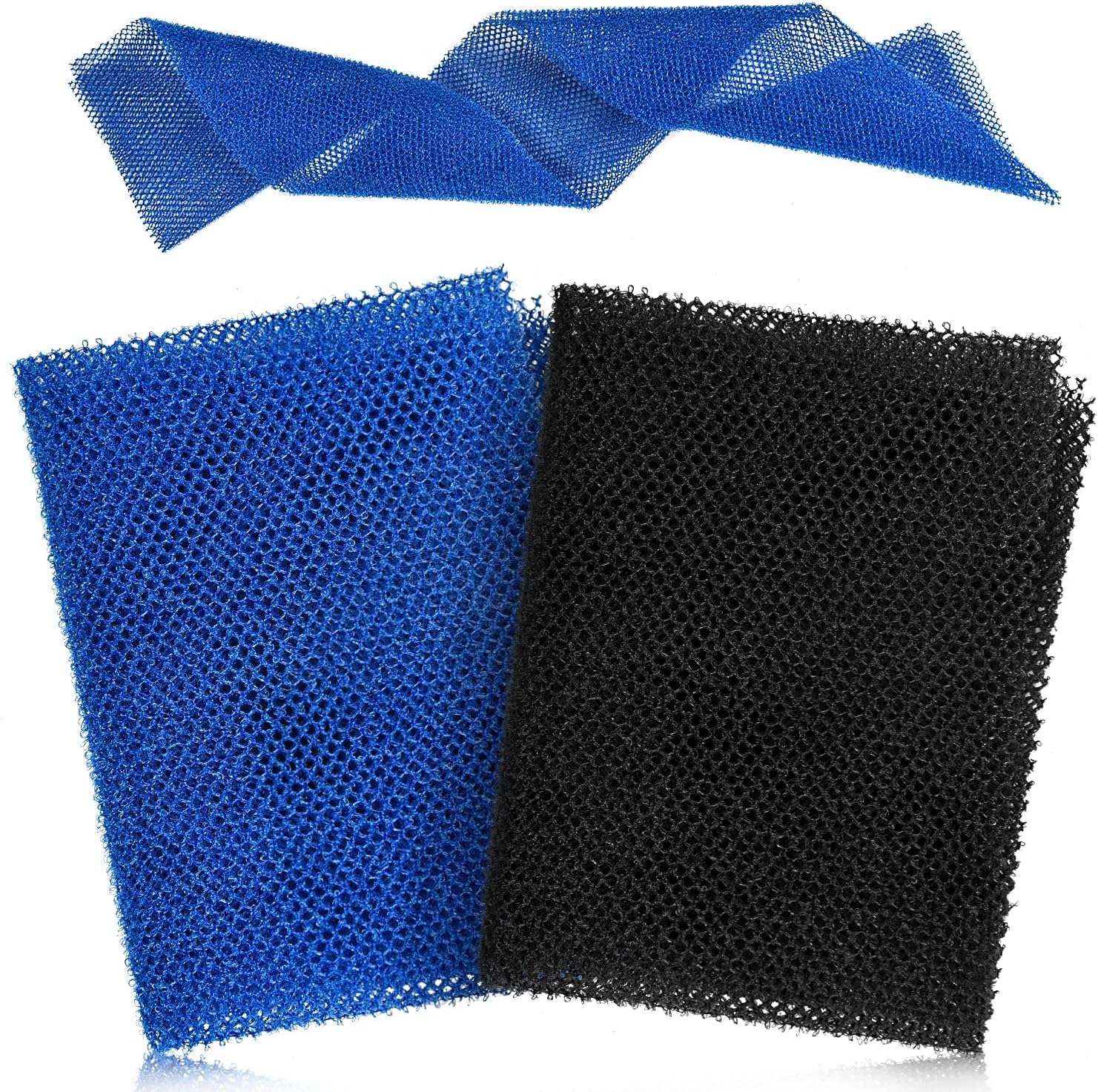 2 Pieces African Bath Sponge African Net Long Net Bath Sponge Exfoliating Shower Body Scrubber Back Scrubber for Daily Use (Black, Blue)