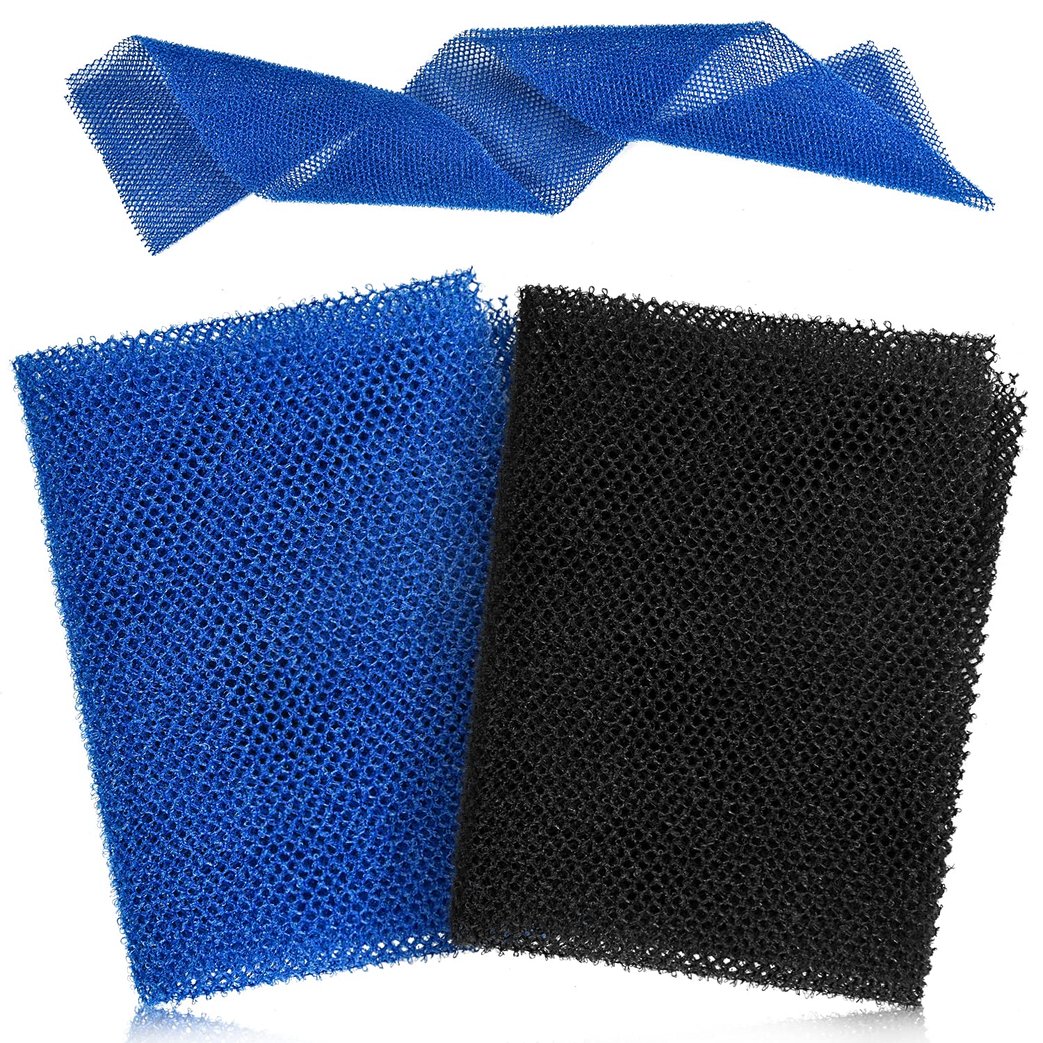 2 Pieces African Bath Sponge African Net Long Net Bath Sponge Exfoliating Shower Body Scrubber Back Scrubber for Daily Use (Black, Blue)