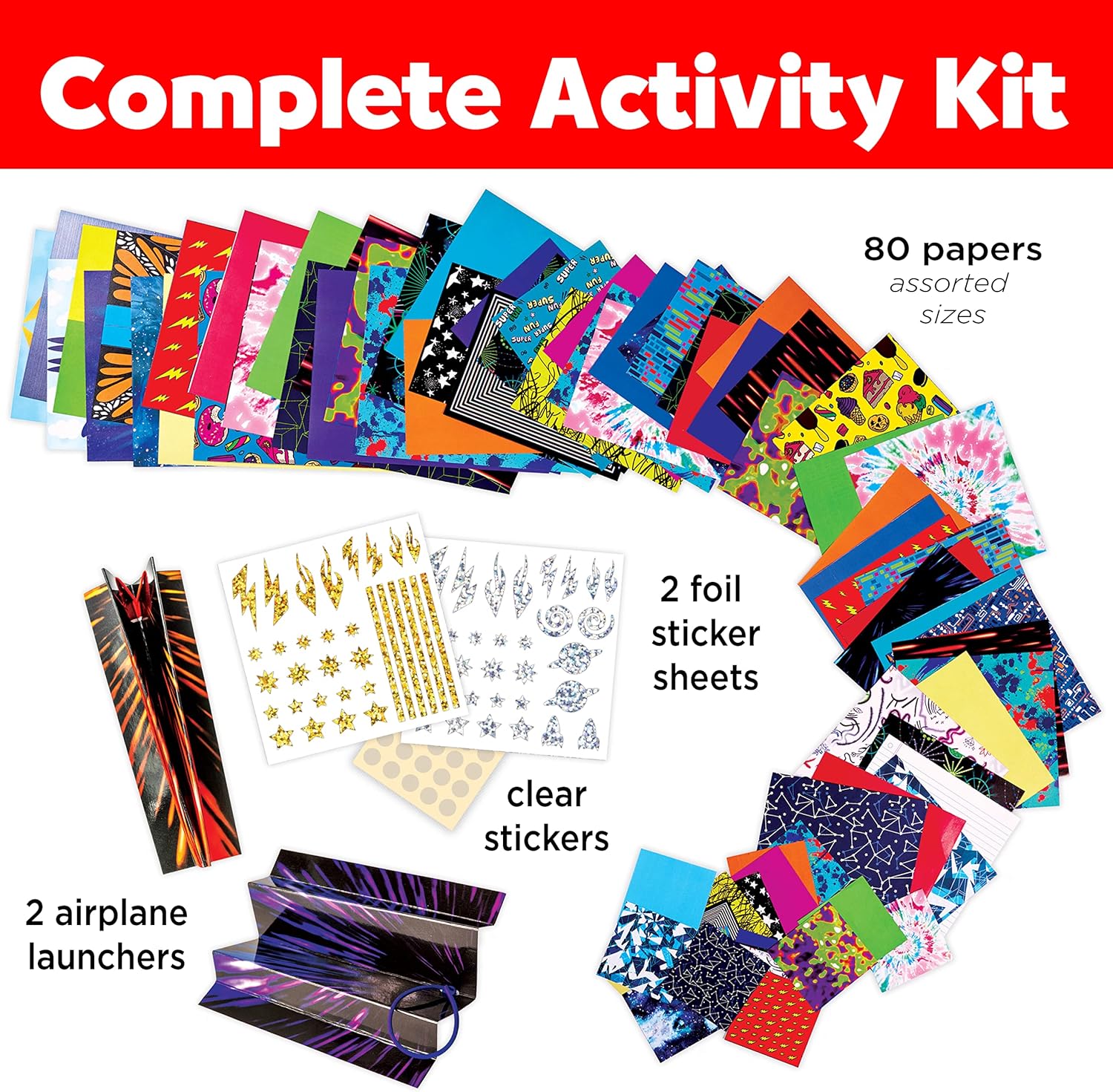Creativity for Kids Fold and Launch Paper Airplanes - Create 80 Paper Planes, 2 Airplane Launchers, Crafts for Kids Age 6-8+ : Toys & Games