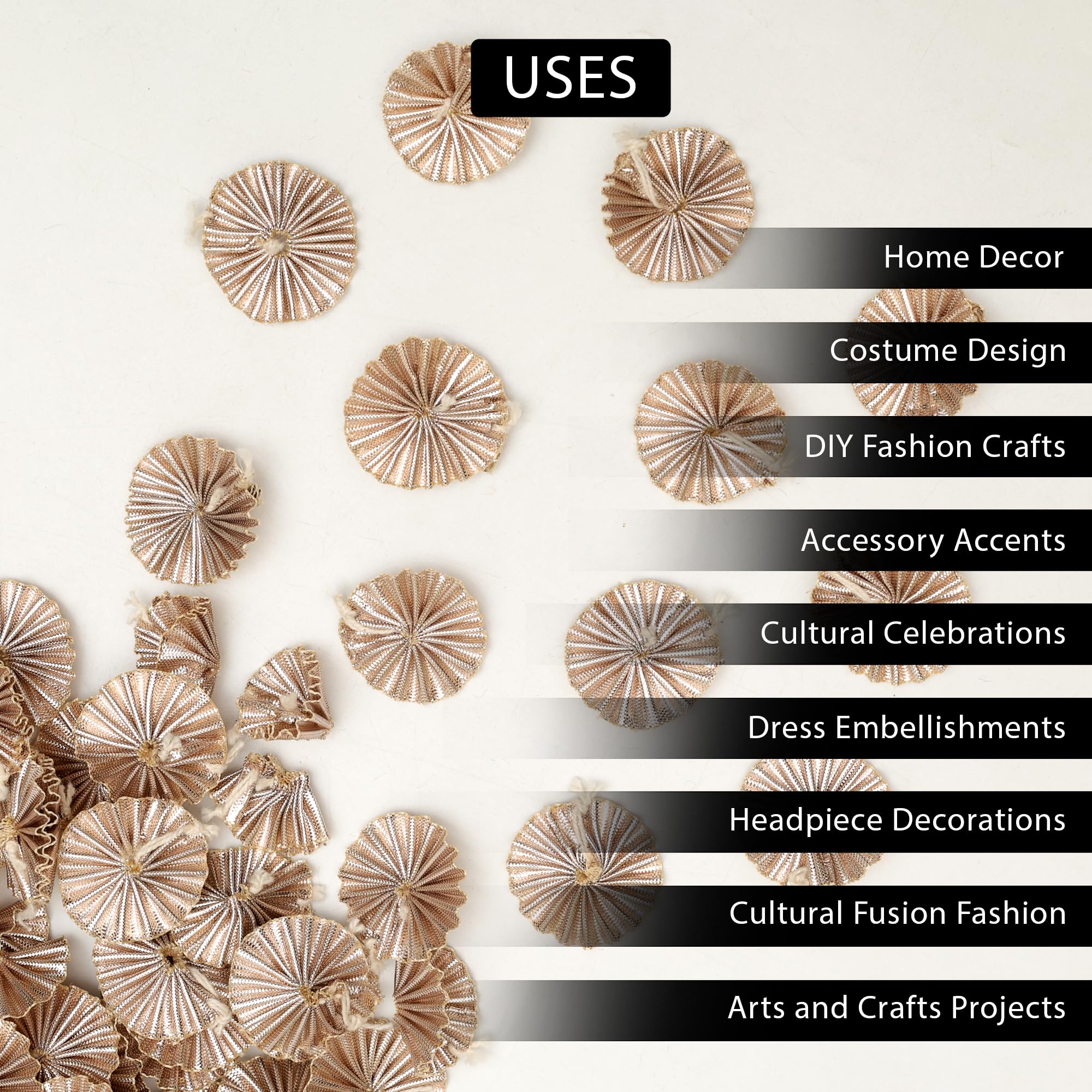 Embroiderymaterial 1.7CM Gota Patti Flowers Appliques Patches for Embroidery Decoration and Craft Making (Rose Gold) 100 Pieces 4