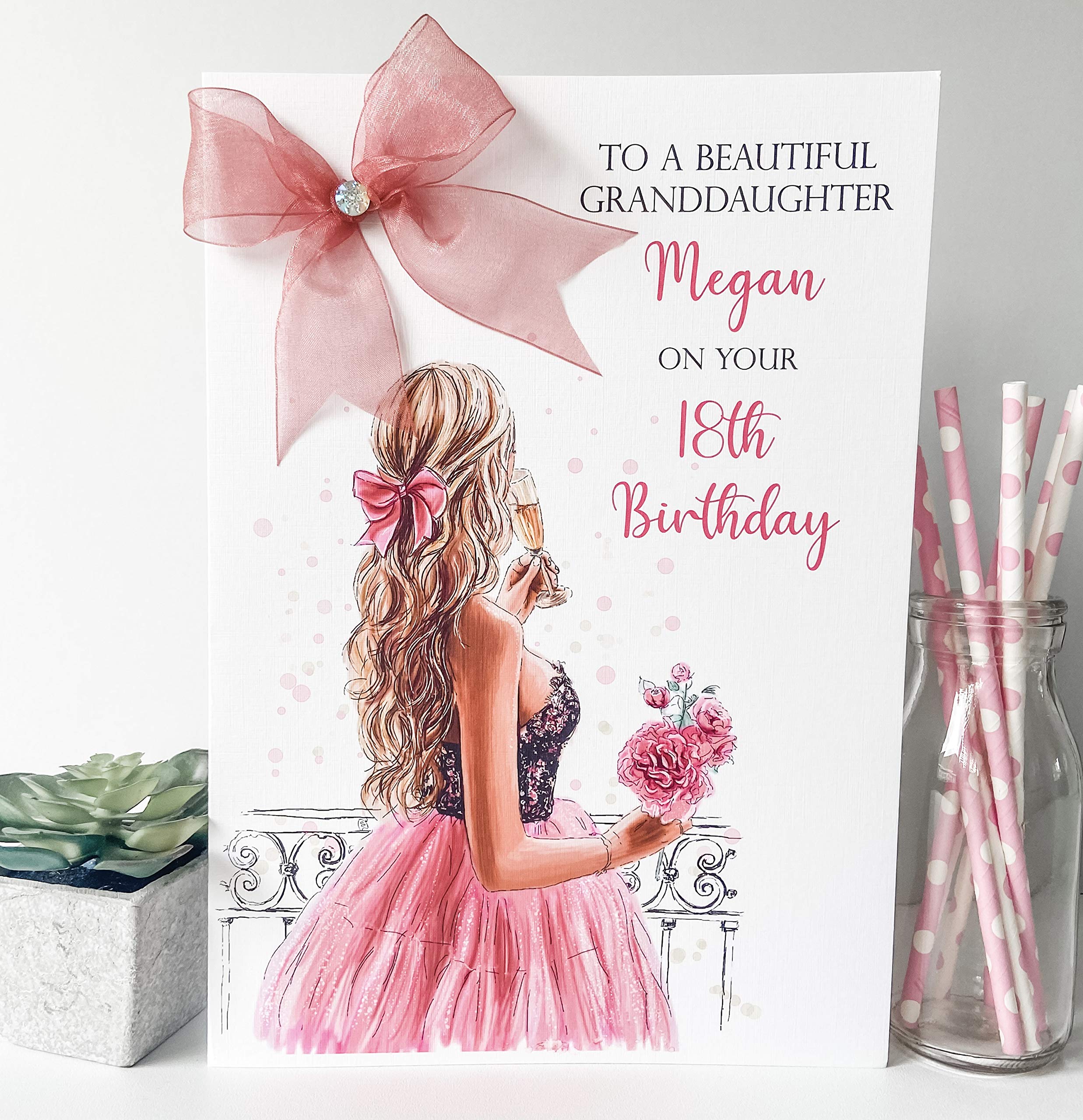 Large Personalised Handmade Birthday Card Female Girl Daughter Granddaughter Niece 16th 18th 21st (X LARGE A4, Hair Colour 1)
