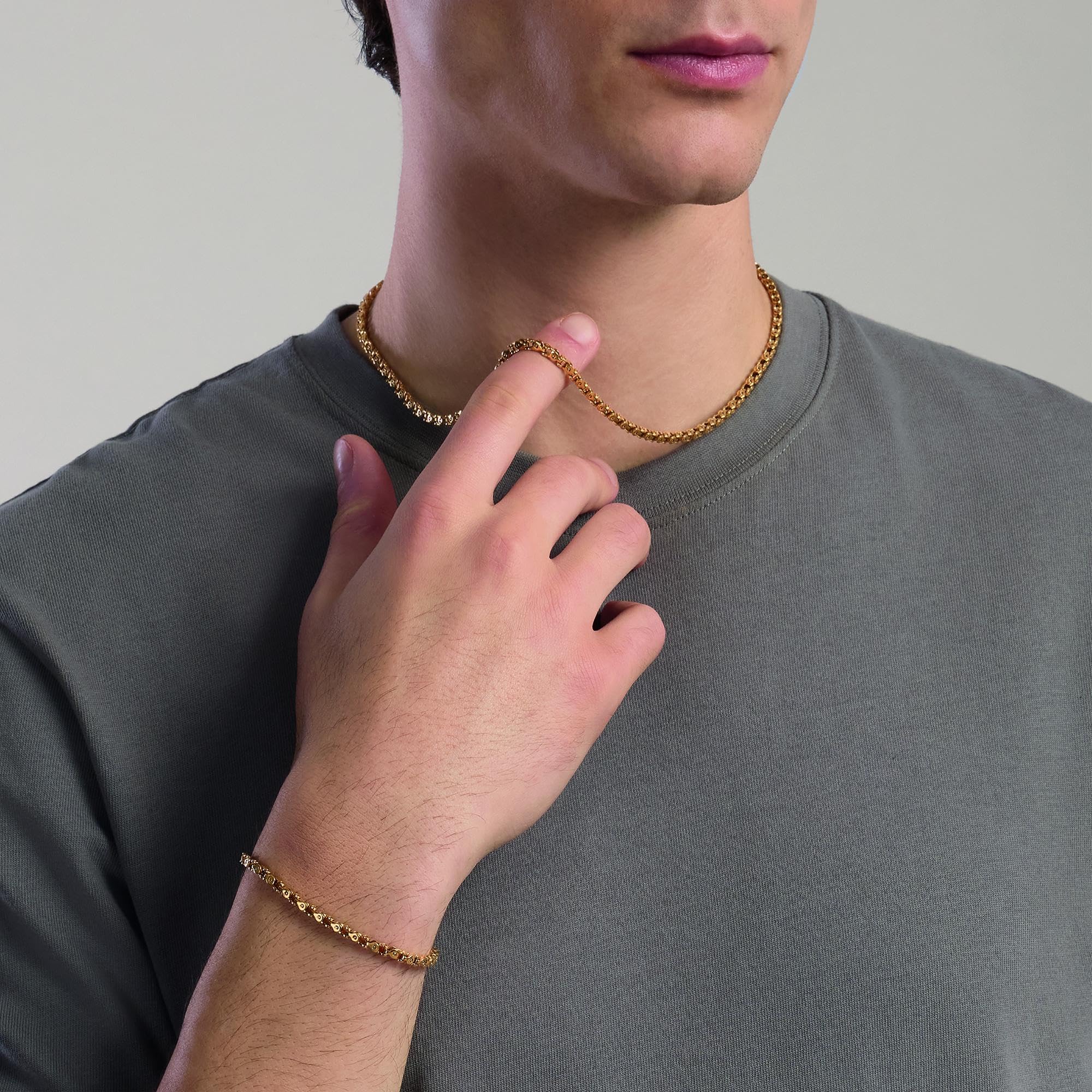 KIDULT - Collana Uomo - Collana Uomo In Acciaio Dorato Con Catena Fancy - 851100