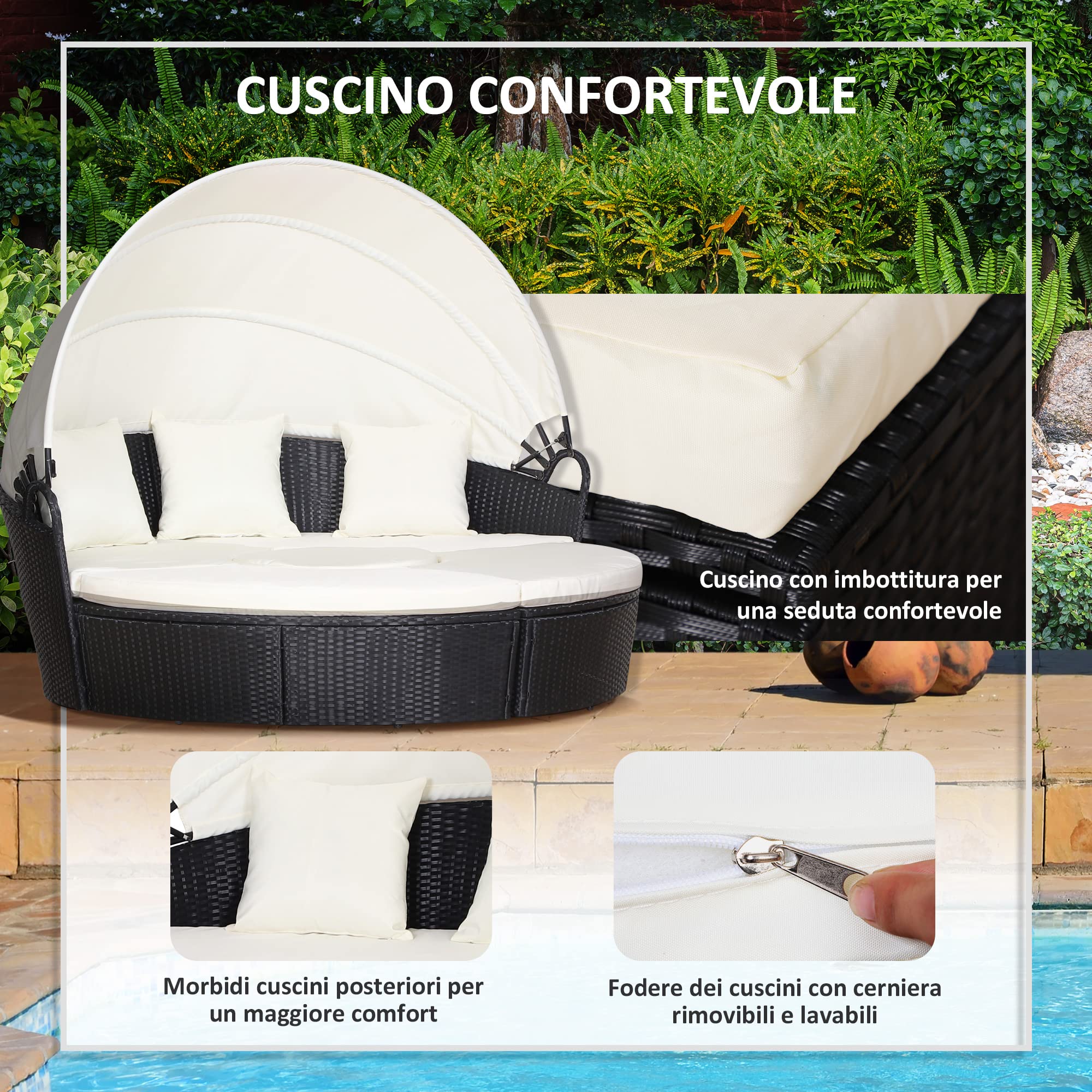 Lettino Prendisole Da Giardino Set Giardino Outsunny Pezzi
