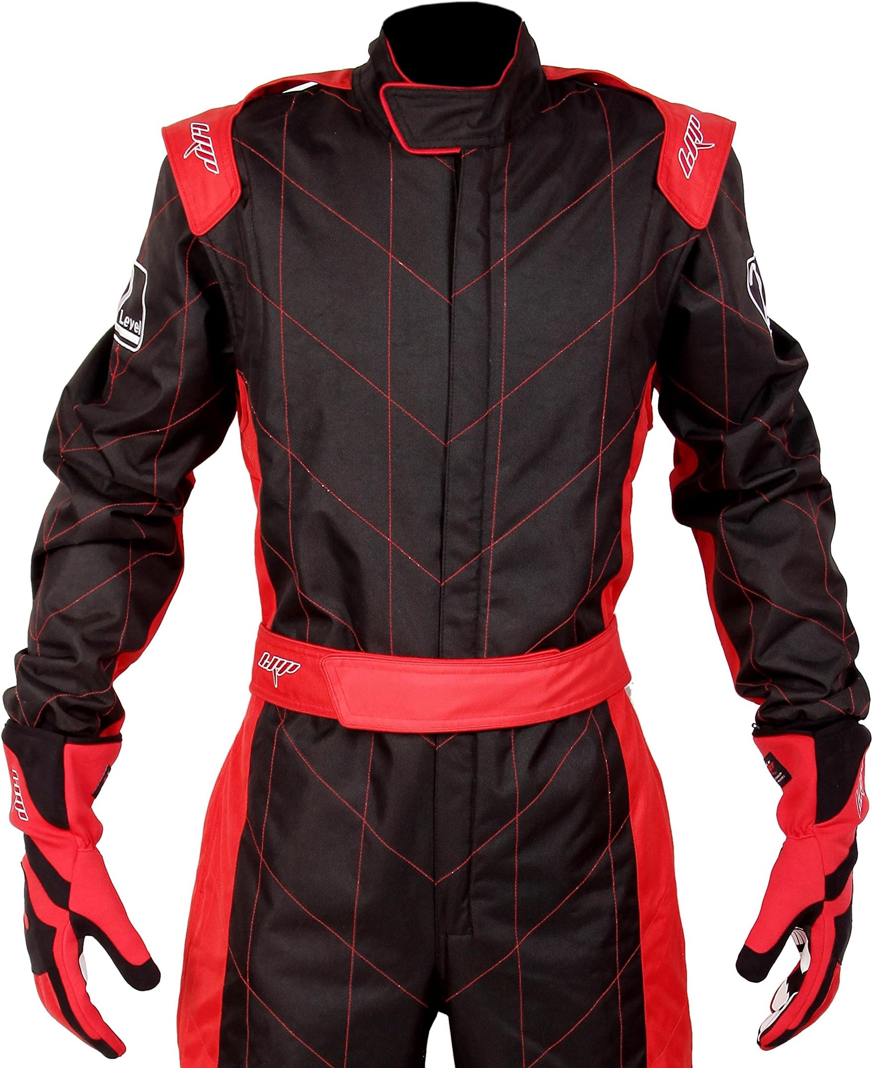 LRP Adult Kart Racing Suit Black and Red - Speed Suit CIK/FIA Level 2 Rated