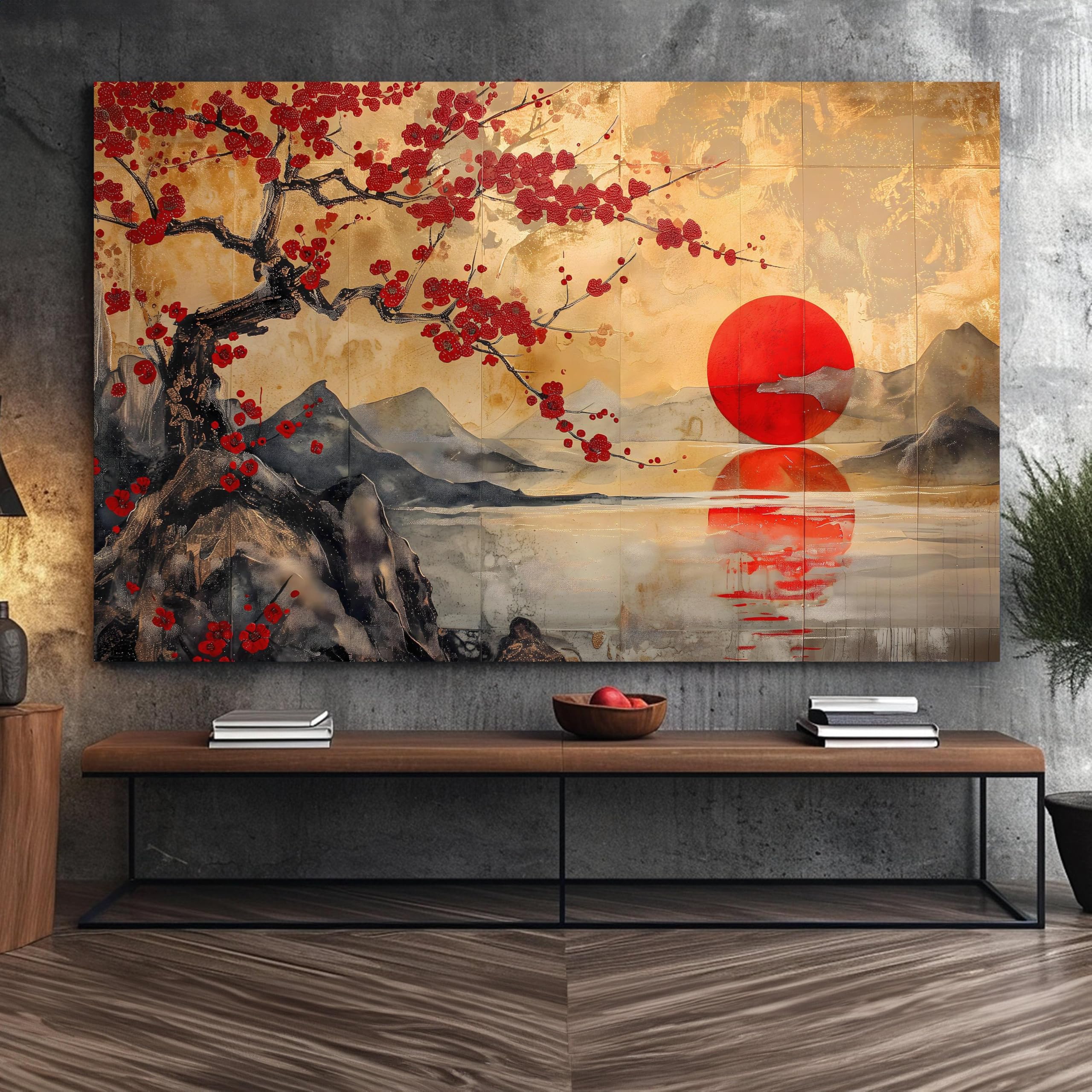 Stampa Su Tela Giapponese Con Monte Fuji, Paesaggio Asiatico, Decorazione Da Parete Moderna Con Cornice, Pronta Da Appendere, Per Soggiorno, Camera, Ufficio - 2