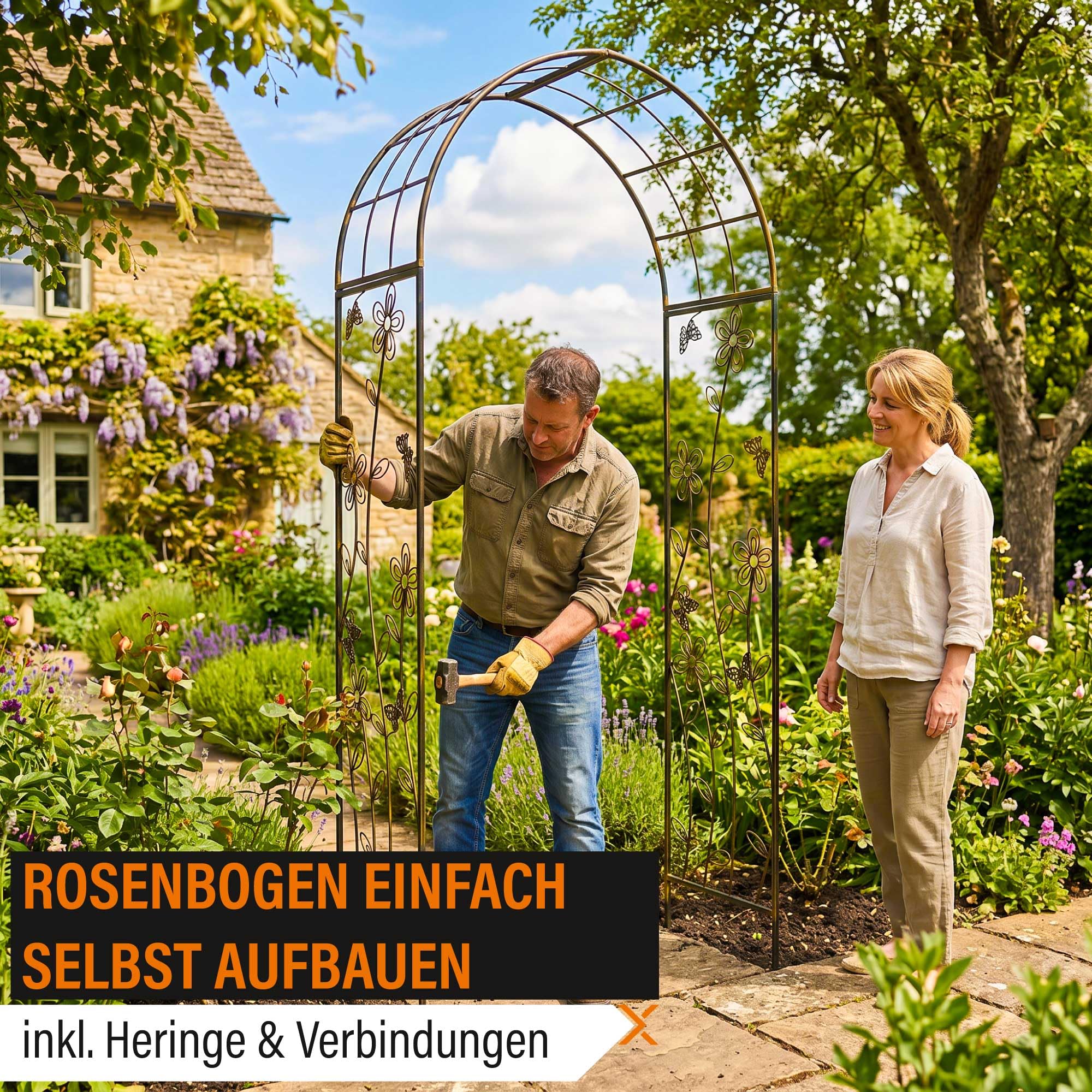 Dekorativer Metall Rosenbogen Rosenspalier SUN Rankbogen Rankhilfe Torbogen