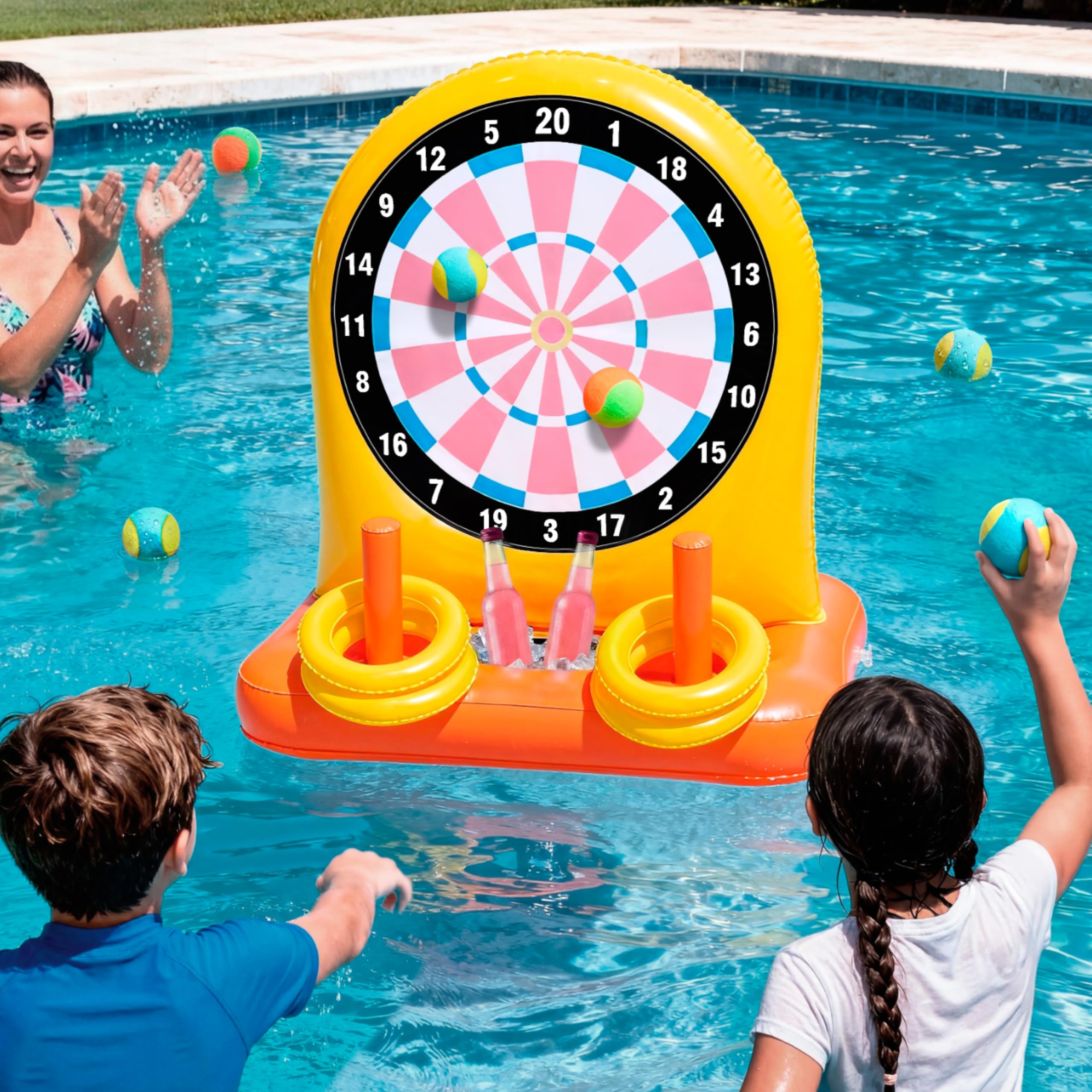 Photo 1 of **FACTORY SEALED** SLOOSH 2-in-1 Fun Pool Toys Set for Kids, Inflatable Dart Board & Ring Toss Game, Pool Floats Water Game Toys for Beach Yard Outdoor Ball Play, Party Birthday Gift for Kids Teen Adult