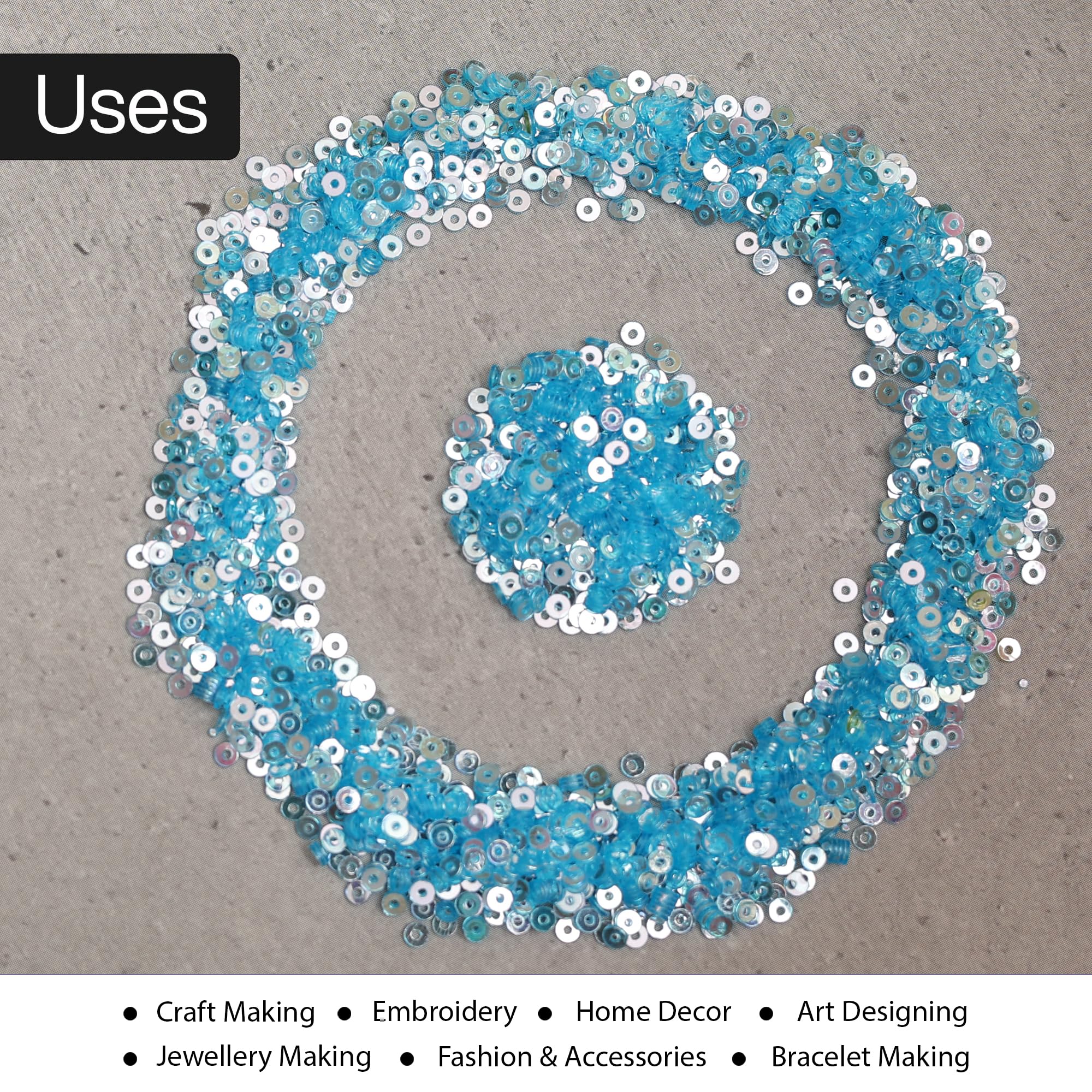 Embroiderymaterial 2.5 MM Sequins Sitara for Craft, Embroidery, and Jewellery Making (Morning Mist Color, 50 Gram) 3