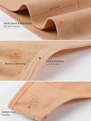 Miniatura 5 de FINETOO 4 Pack High Waist Thongs for Women Breathable Underwear Soft Stretchy Nylon Spandex No Side Seam Panties