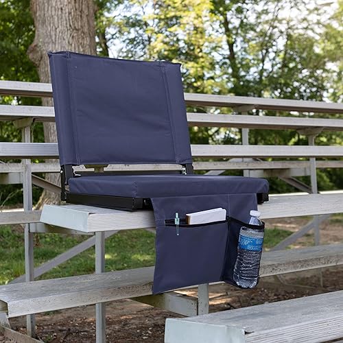 Miniatura 8 de Home-Complete Asiento de grada, cojín de asiento de estadio con bolsillo y portavasos, silla deportiva portátil ancha, asientos de estadio con