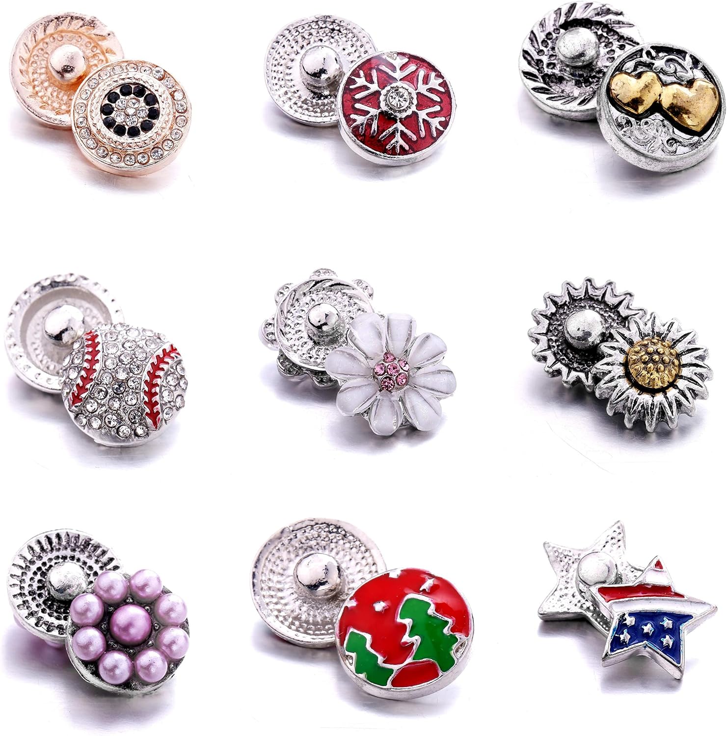 Mini Rhinestone Snap Jewelry Charms for 12mm Snap Jewelry Pack of 10pcs