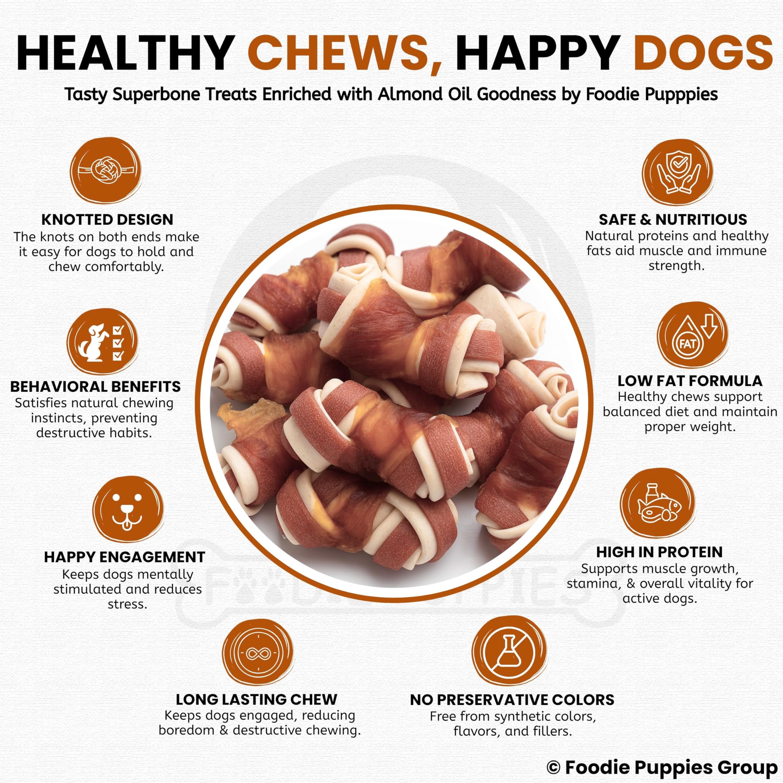 Foodie Puppies Superbone 21-in-1 Knotted Dog Treat - (Almond Oil) (Big Pack) | Healthy Chicken Snack, High Protein, Easily Digestible Chew Treat | Dry Treat Ideal for Training for All Types of Dogs 2