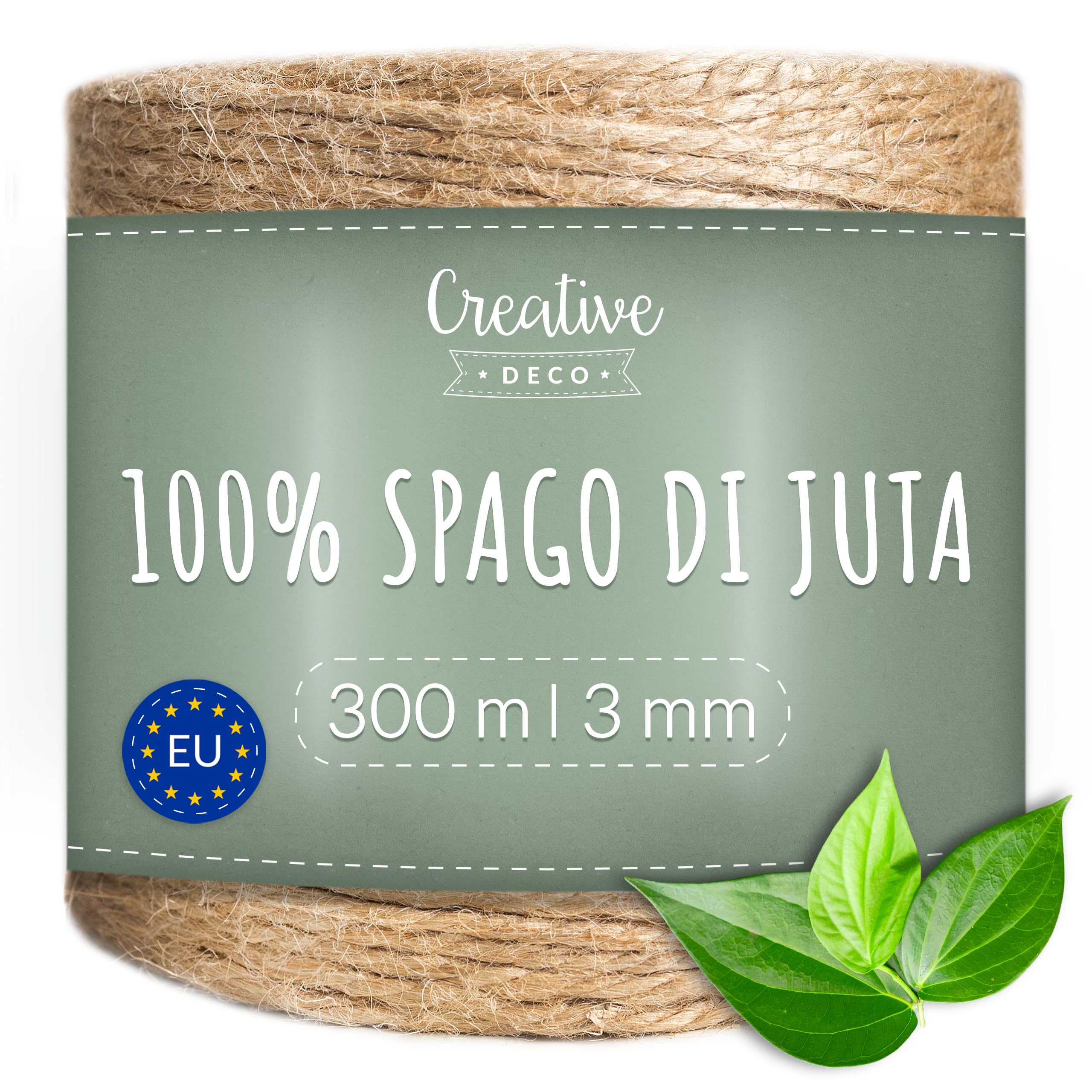 Corda Juta Rotolo 3 Metri 2-3mm Spago Giardinaggio Decorazioni Bricolage Tiragraffi Gatti