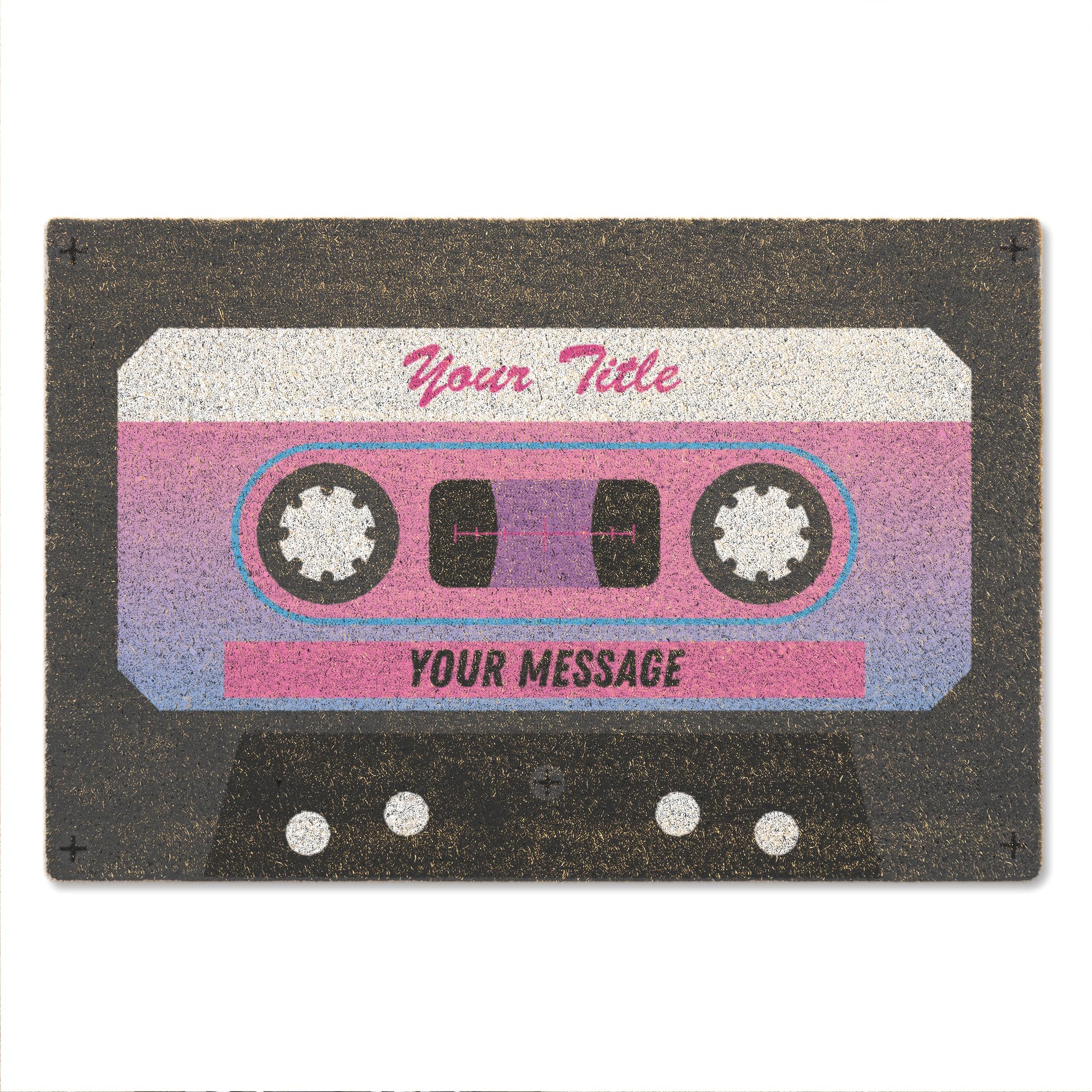 A1 Graphics Ltd Retro Cassette Doormat Custom Text Vintage Mixtape Style Welcome Mat, Personalised Music Lovers Gift, 80s Nostalgia Décor (Design 6)