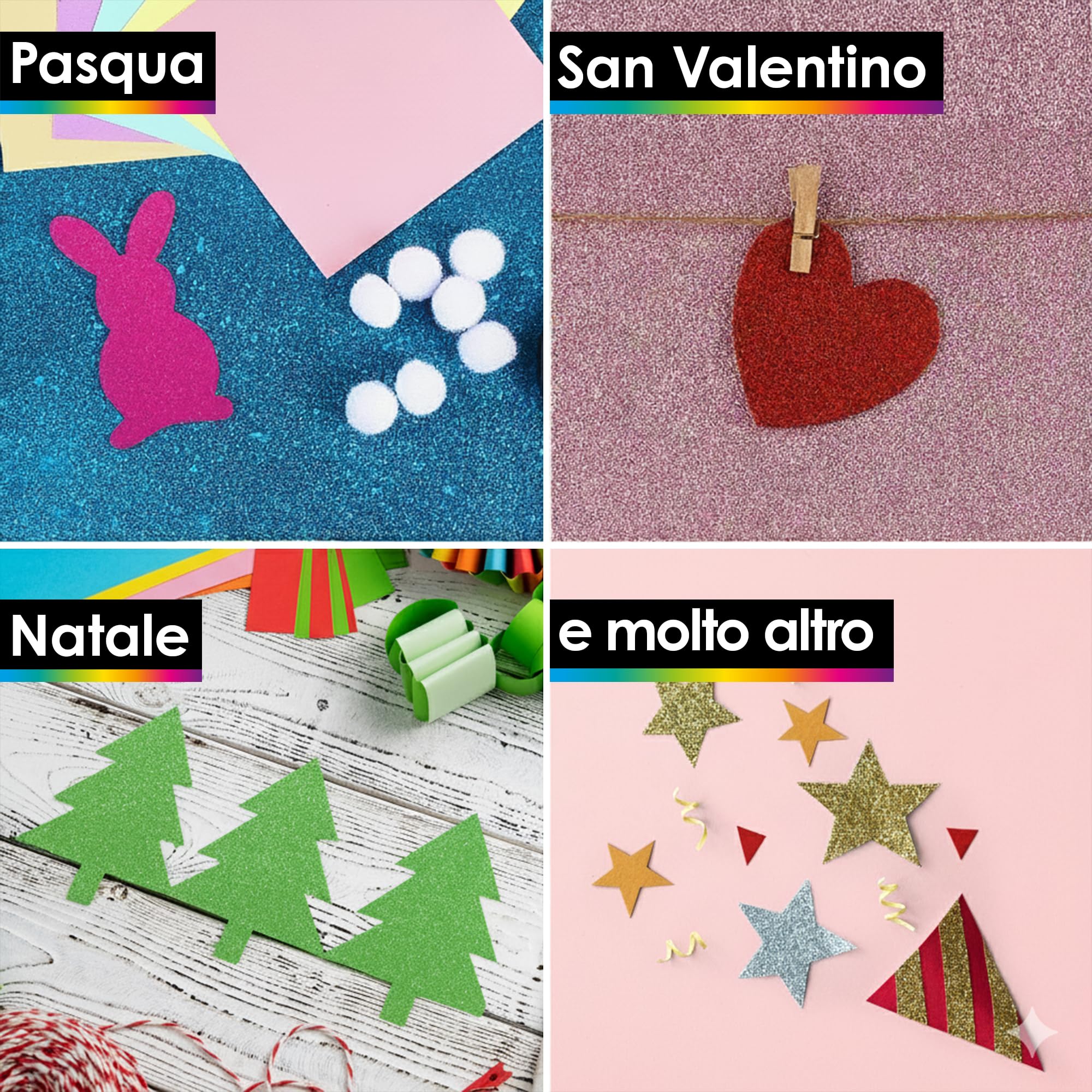 OfficeTree Cartoncino Glitterato A4 250g/m² 20 Colori - Carta Glitterata per Scrapbooking e Bricolage
