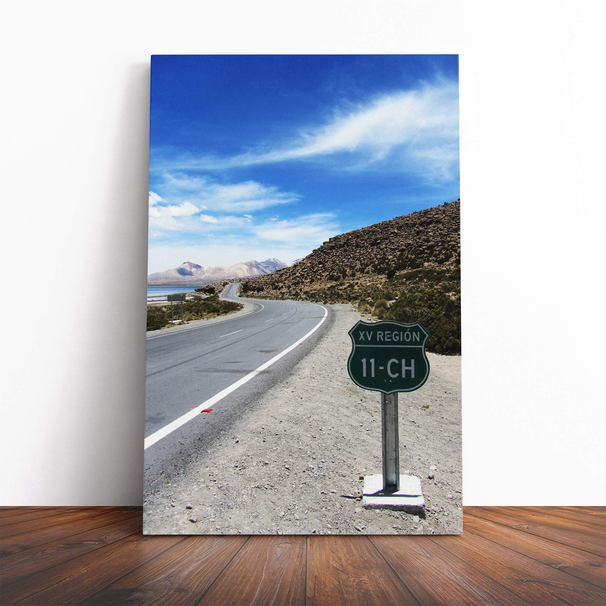 Road in Chile Landscape Canvas Print | Gallery Wrapped 30mm Frame Wall Art | 24x16 inches | Ready to Hang | Modern Landscape Picture | Living Room Bedroom Lounge Office