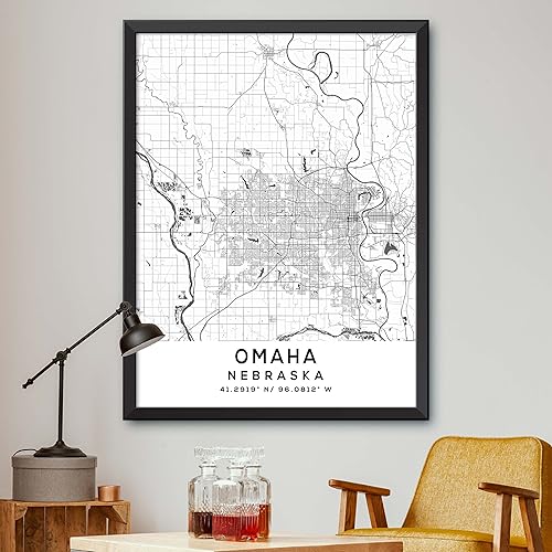 Mapa de Omaha, Nebraska, Light 2 (8x10)