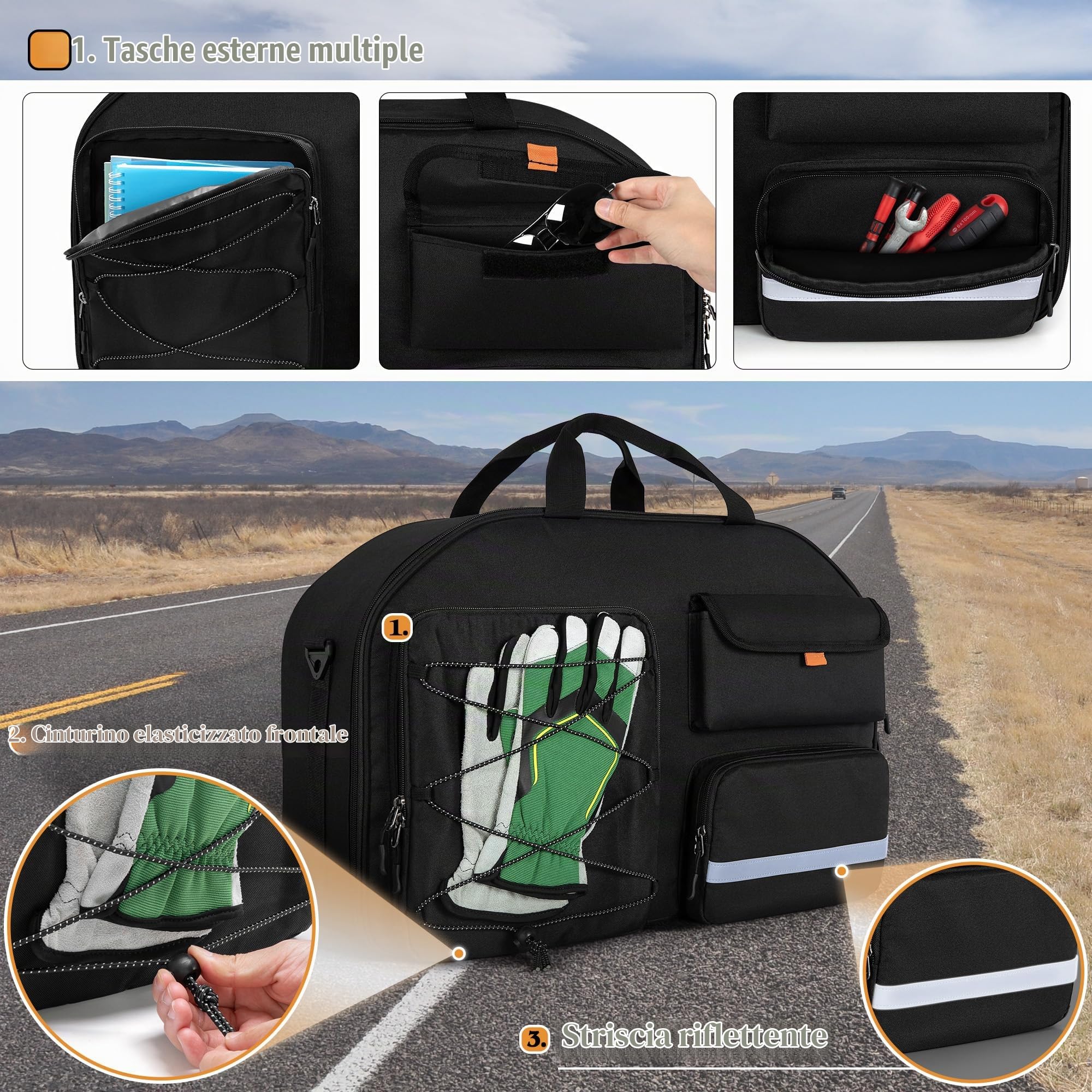 HODRANT Borsa Compatibile con Street Glide ed Electra Glide | Borsa Interna per Bauletto Moto (Tour-Pak), Borsa per Bagagli da Viaggio, Solo Borsa