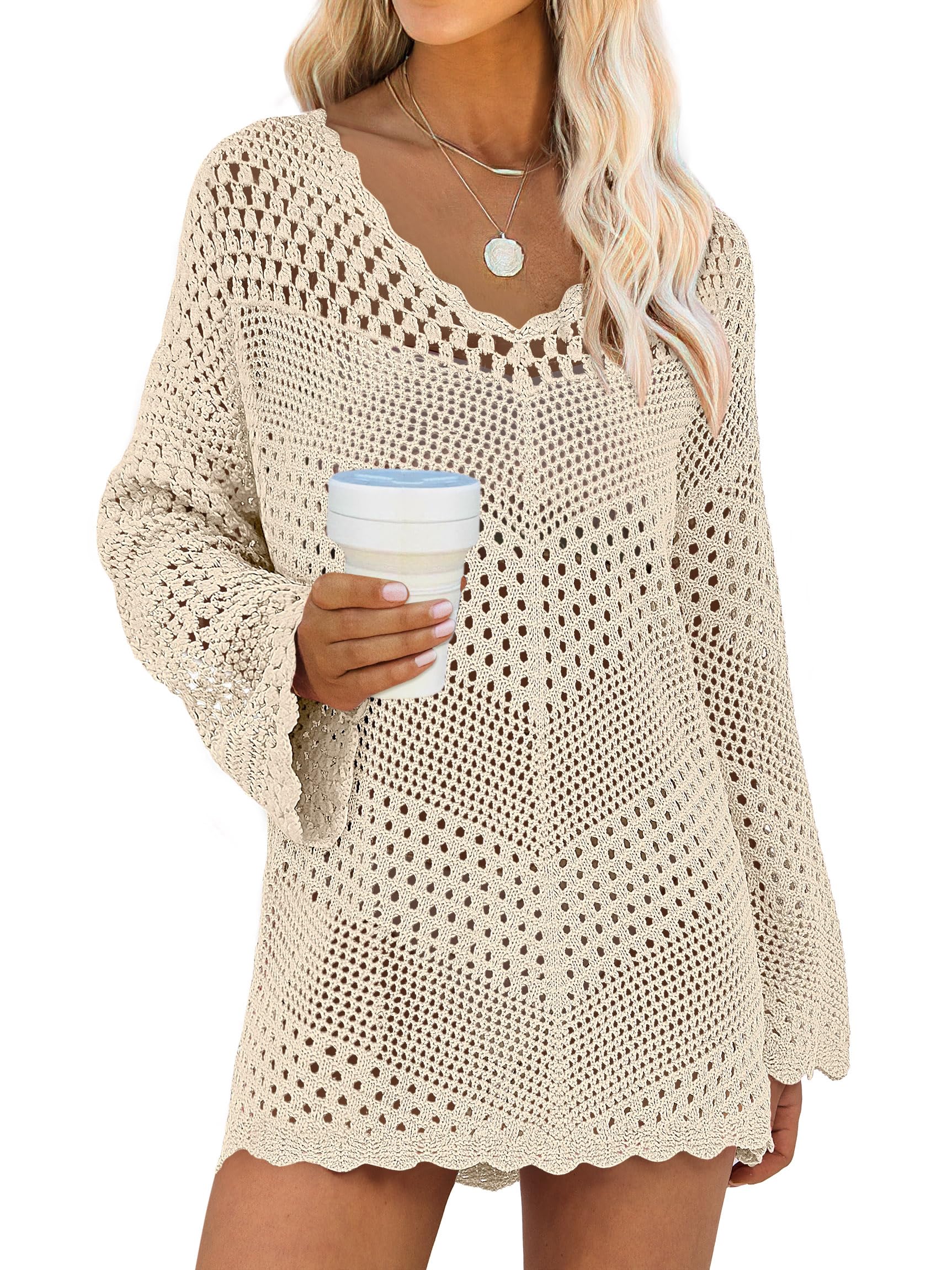 ANRABESS Crochet Knit Dress