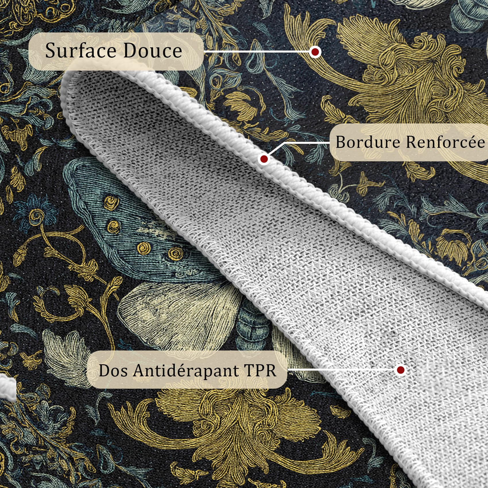Générique Tapis Salon 120x160 Motif Papillon Bohème Tapis Chambre