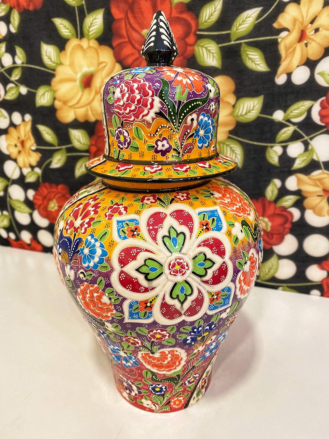 15'' Large Decorative Ceramic Vase, Turkish Ceramic Vase, Handmade