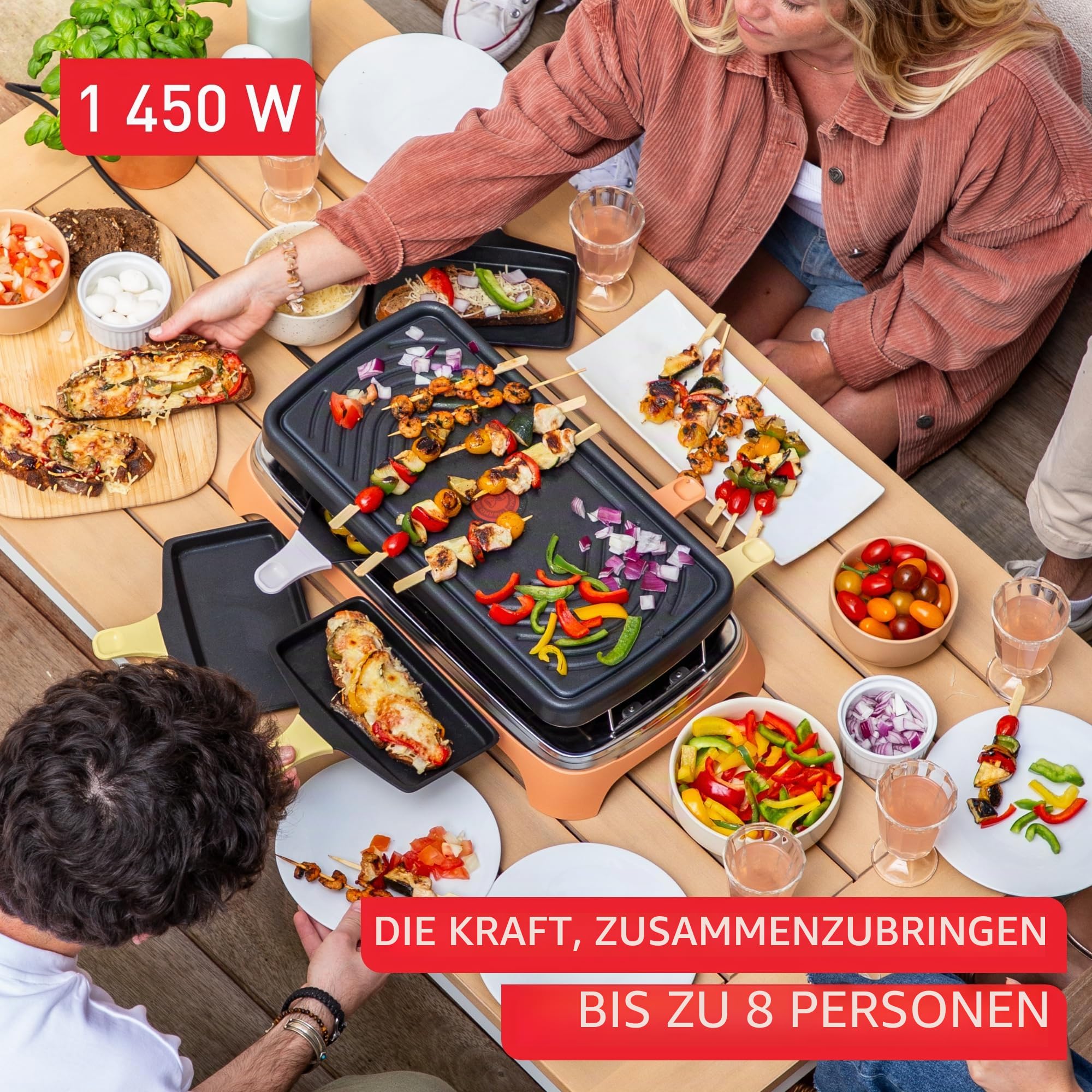 Tefal RE650J10 Multifunktions-Raclette für drinnen und draußen, 8 Personen