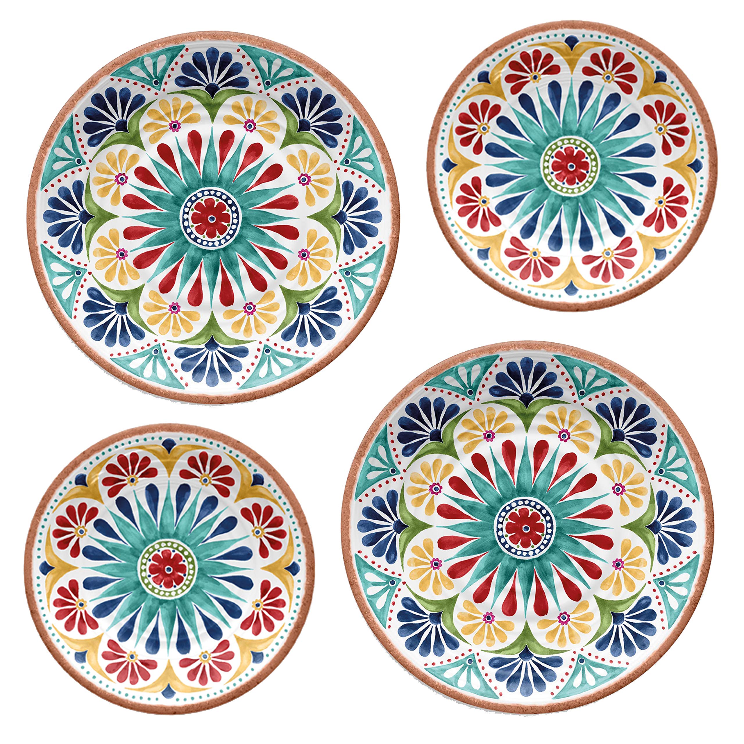 Auntie Morags Purely Home Rio Medallion Outdoor/BBQ/Picnic - Plastic/Melamine Dinner & Side Plates Sets
