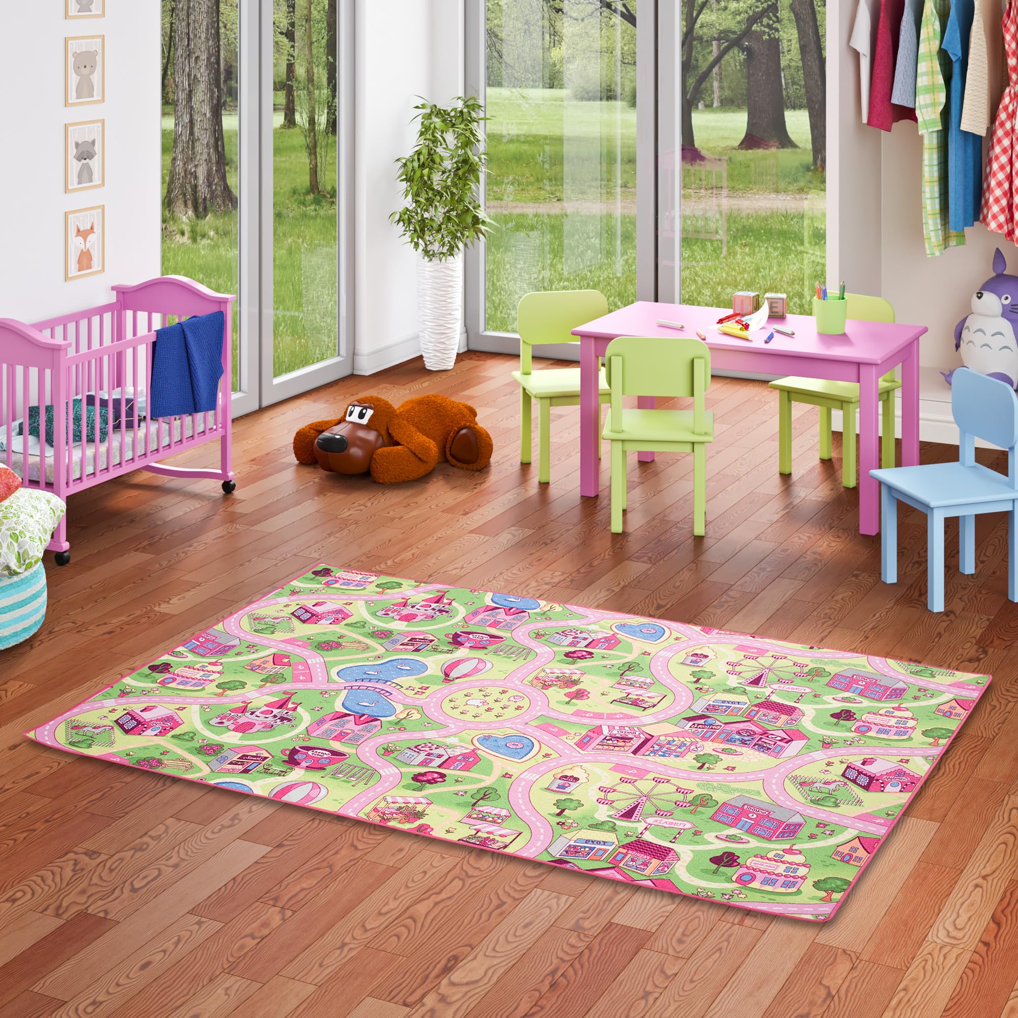 Snapstyle Alfombra Infantil Carretera para Chicas - Rosa - 17 tamaños