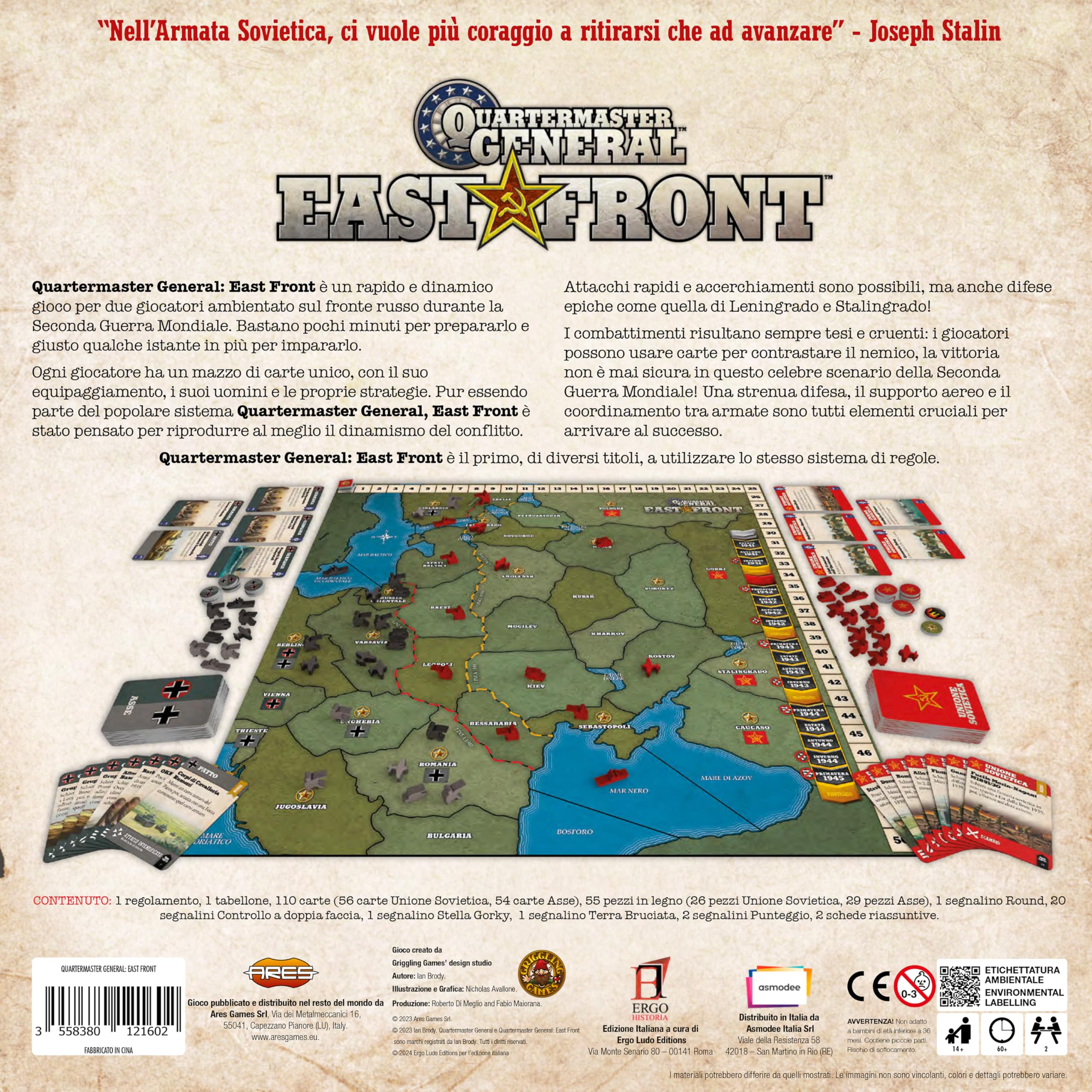 Asmodee - Quartermaster East Front, Gioco da Tavolo di Strategia per 2 Giocatori, 14+ Anni, Edizione in Italiano
