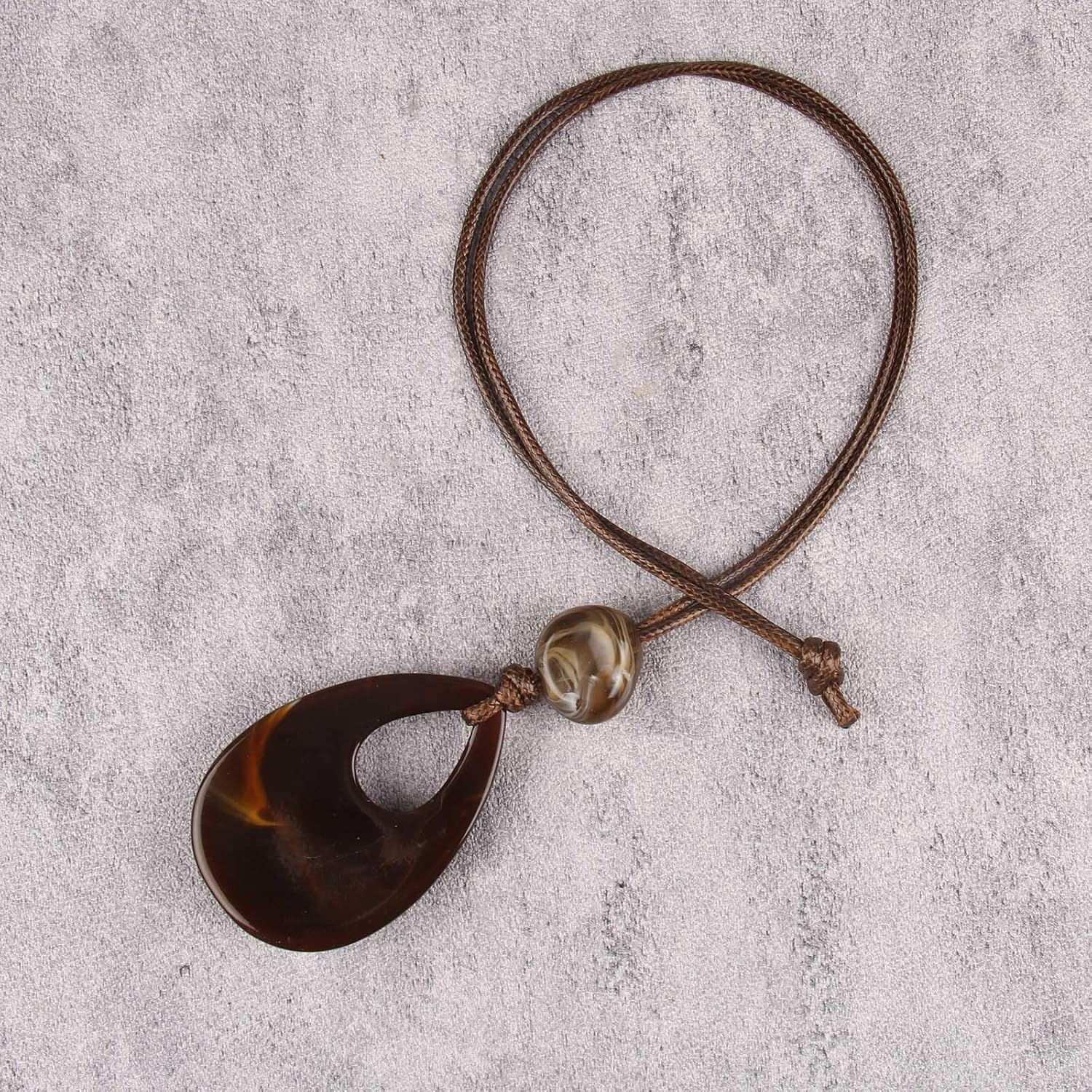Bohemian Necklaces for Women Long Leather Necklace with Large Pendant Chunky Boho Hippie Jewelry Pendant Chocker Necklace