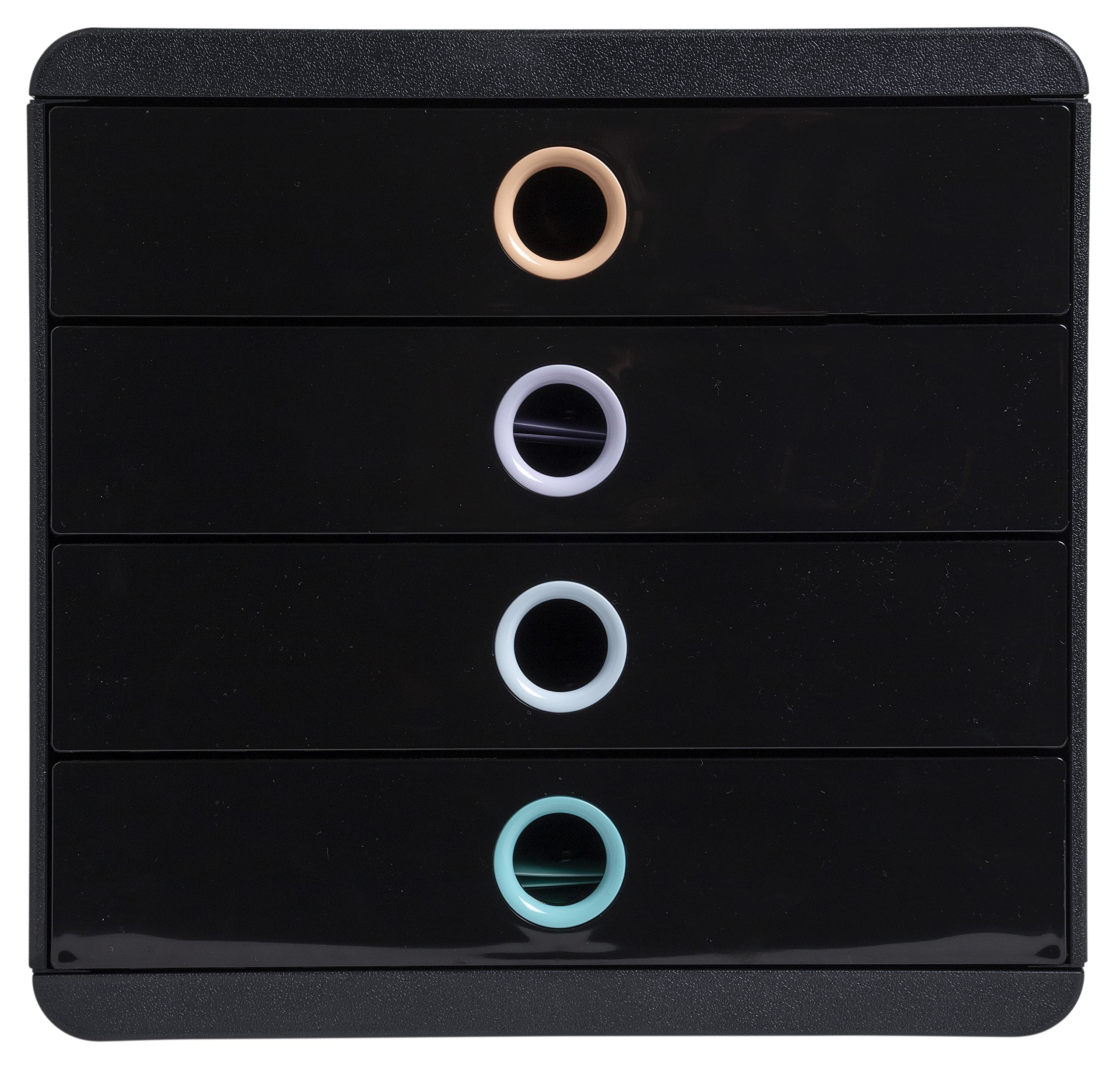 Exacompta - Ref. 314496D - CAJA POP-BOX - Caja con 4 cajones cerrados para documentos A4+ - Dimensiones exteriores: Profundidad 34,7 x Ancho 27,8 x Alto 26,7 cm - Aquarel 4 colores surtidos