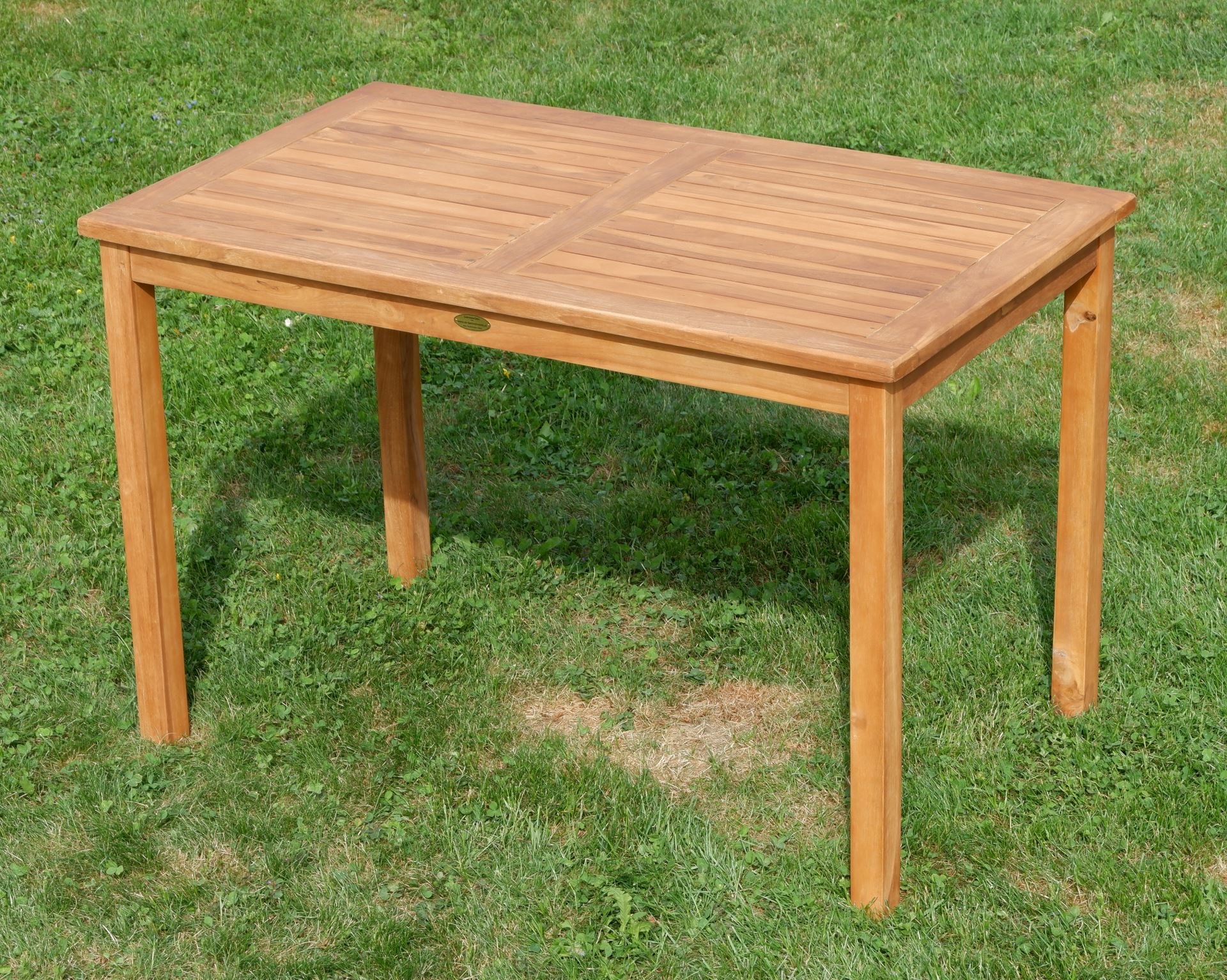 ALEOS. echt Teak Holztisch 120x70 cm Gartenmöbel Gartentisch Garten Tisch Holz sehr robust aus der Serie Alpen