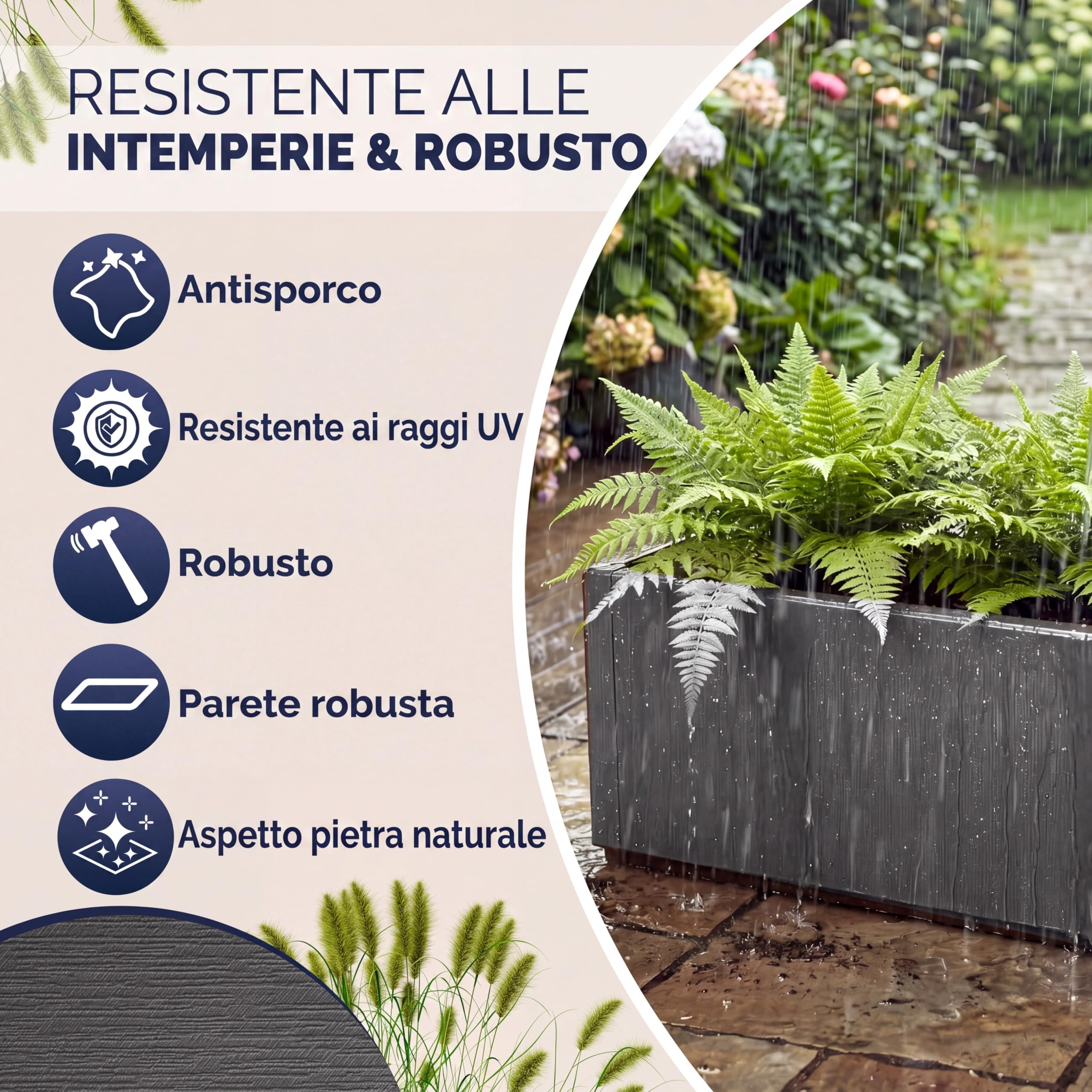 Casaria® 2x Fioriera da Esterno Ethica in Plastica 80L 80x36x35cm Base Drenante Fioriere da Giardino Vaso Grade per Fiori Vasi per Piante Rettangolari